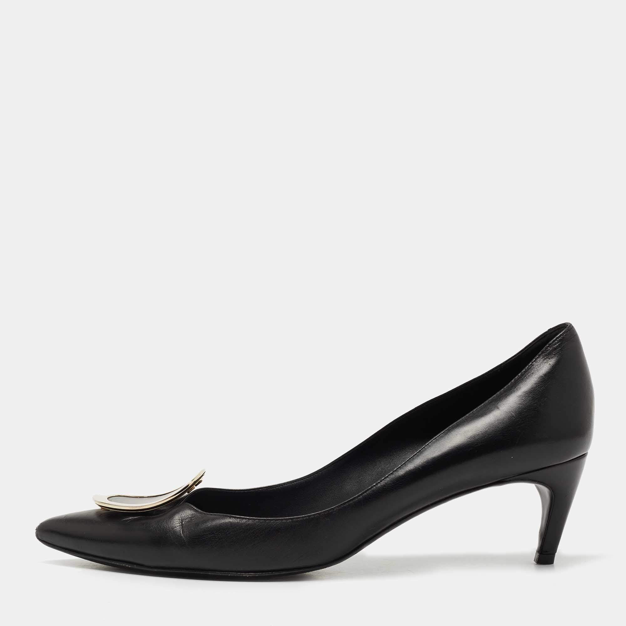 Roger Vivier Black Leather Trompette Pumps Size 40 