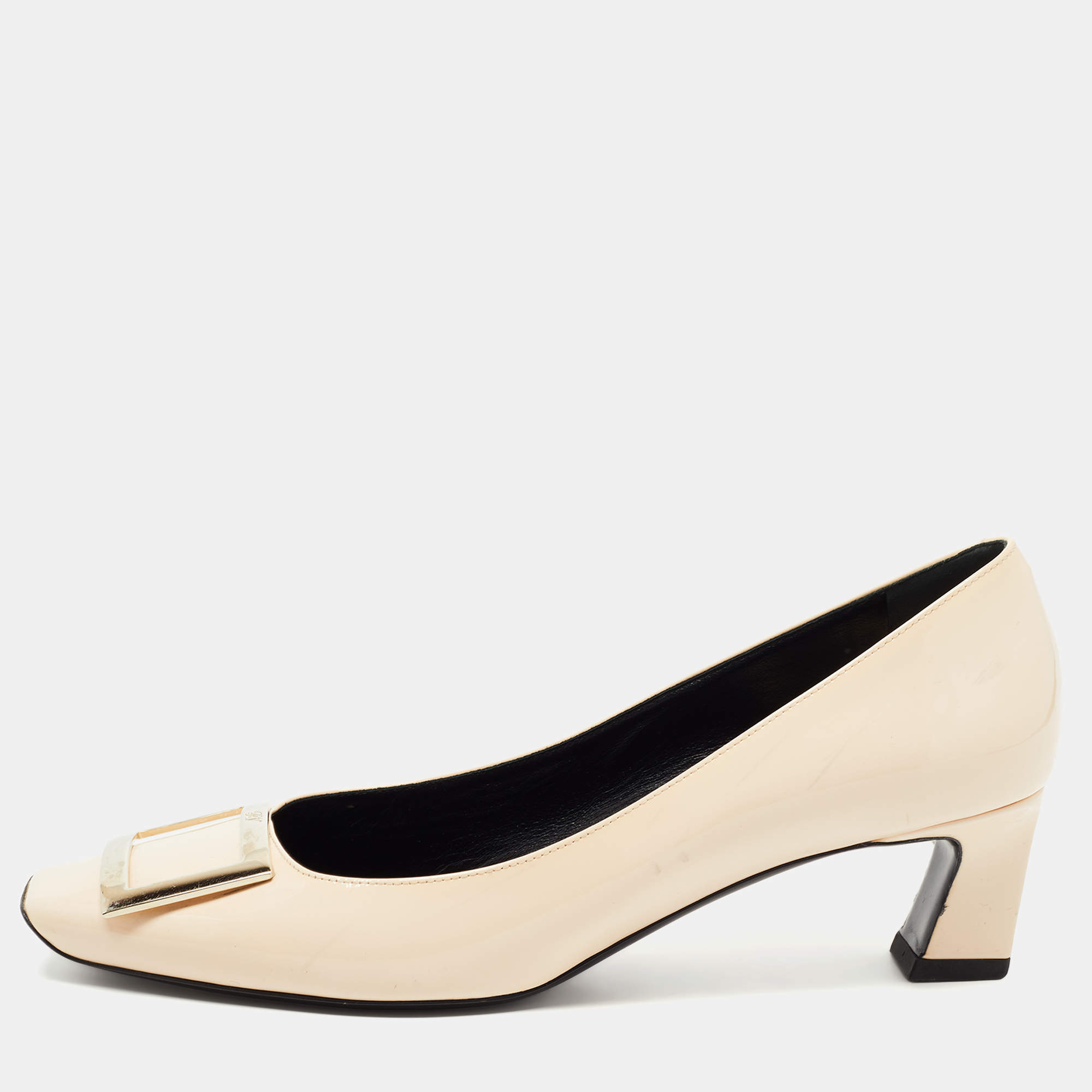 Pre Owned Roger Vivier Light Pink Patent Leather Trompette Pumps Size 40