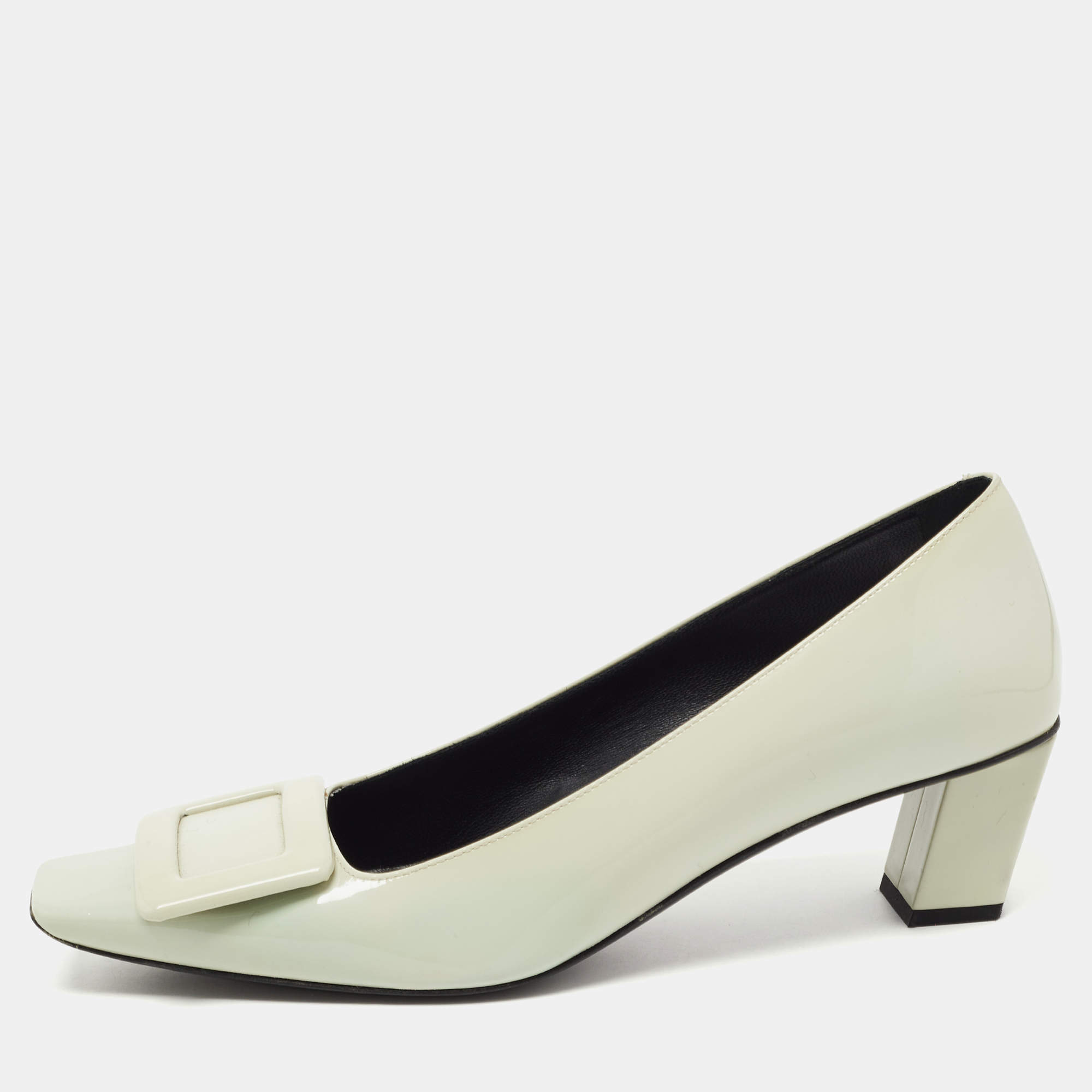 Pre Owned Roger Vivier Two Tone Patent Leather Belle Pumps Size 37