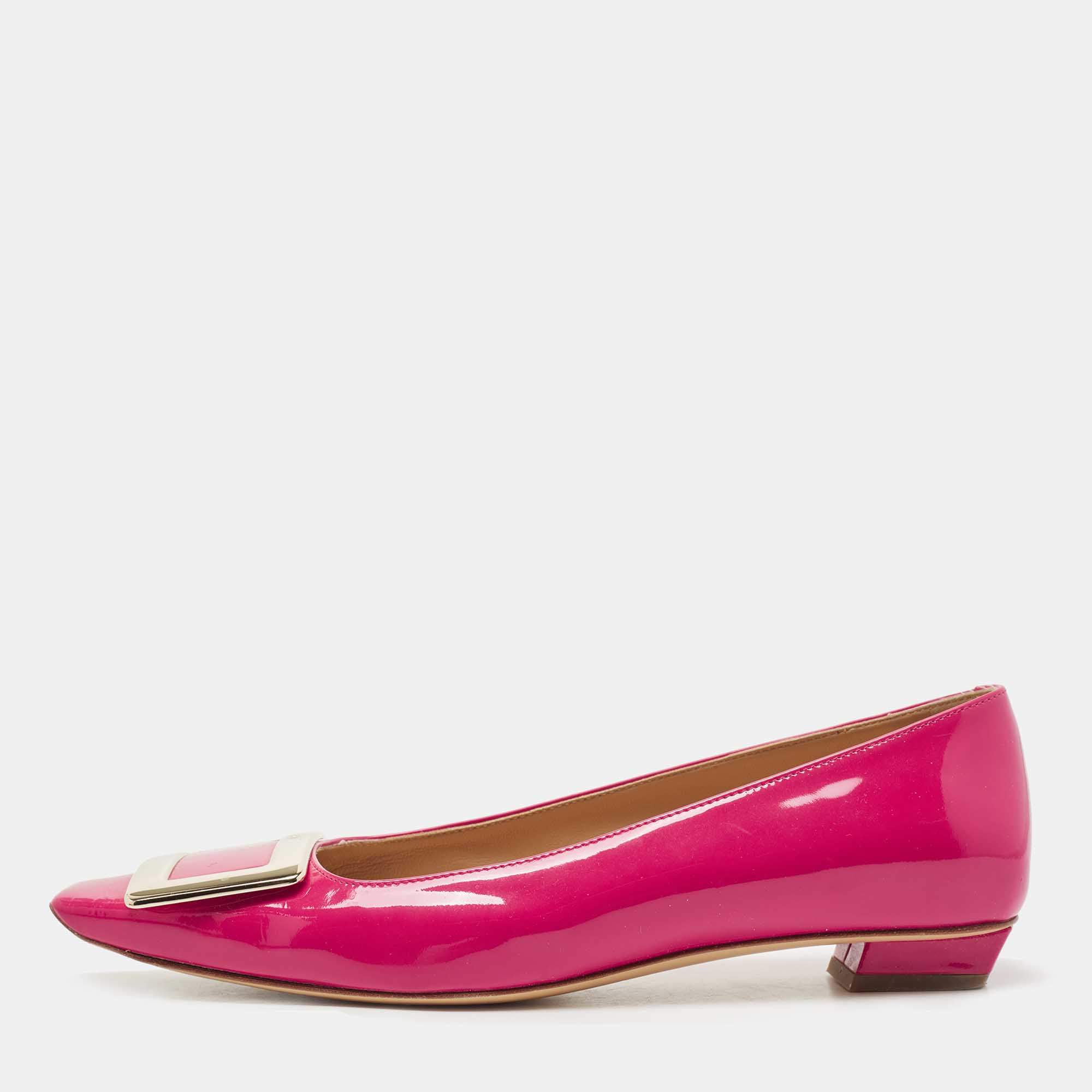 Roger Vivier Pink Patent Ballet Flats Size 37