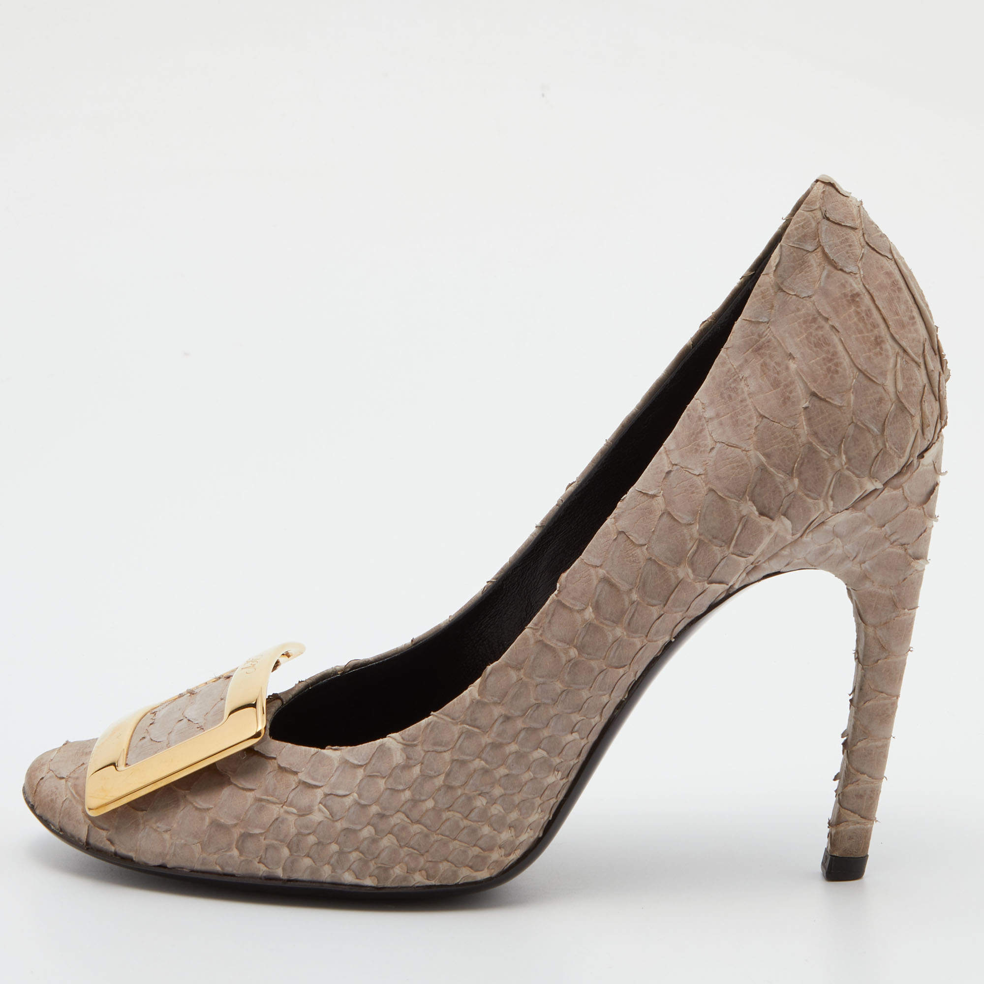 Roger Vivier Light Brown Python Trompette Pumps Size 38.5