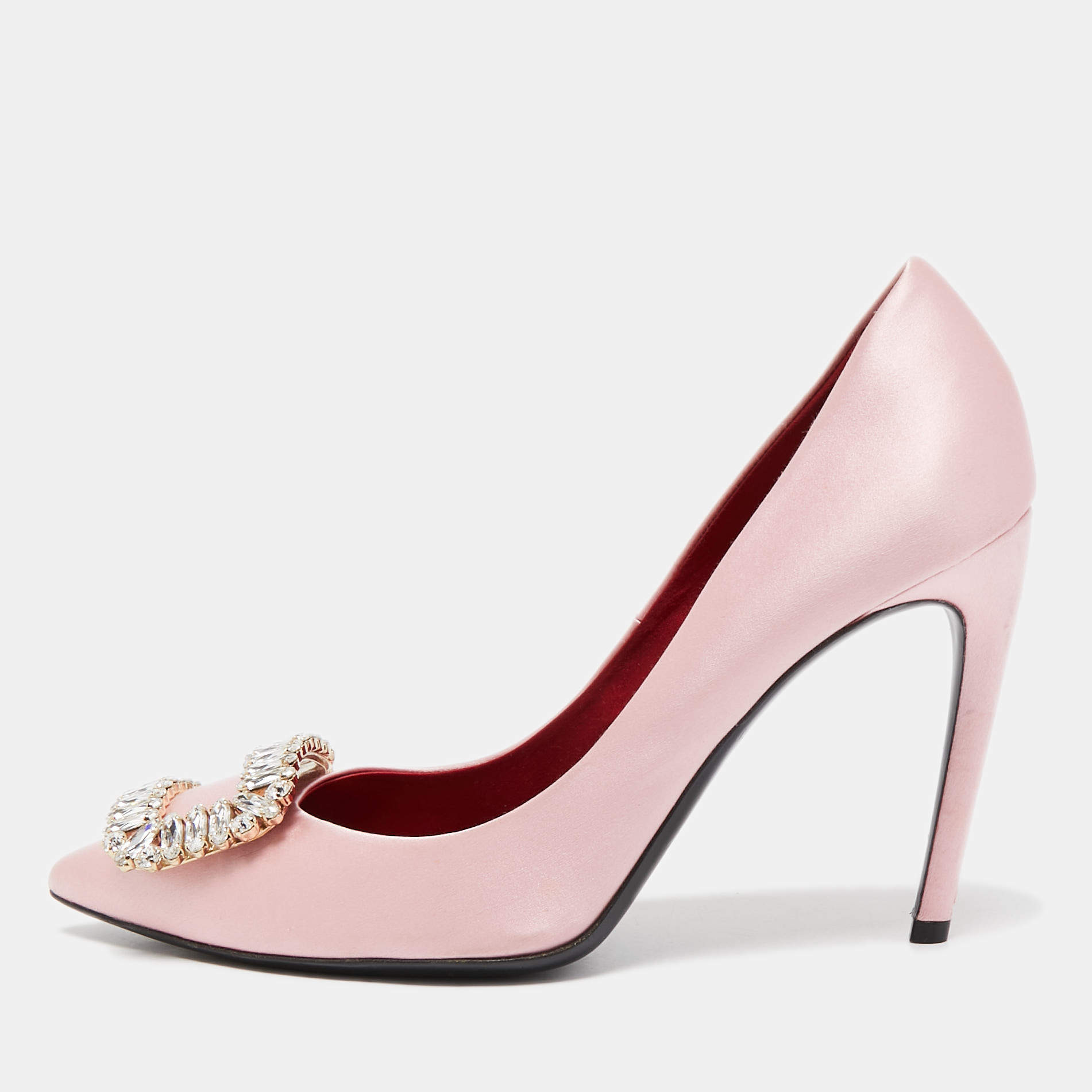 Pre Owned Roger Vivier Pink Satin Trompette Pumps Size 39