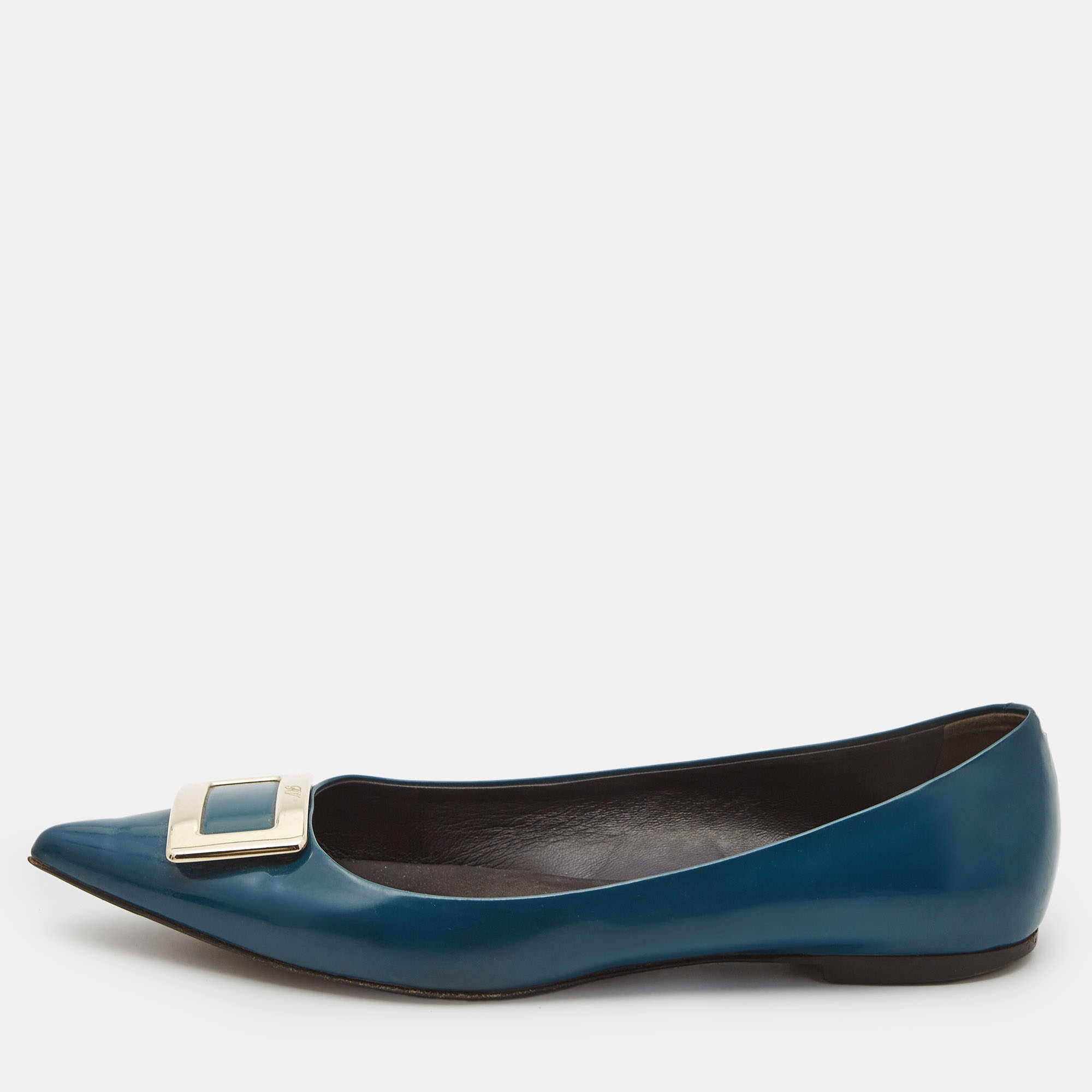 Roger Vivier Blue Patent Ballet Flats Size 37.5    