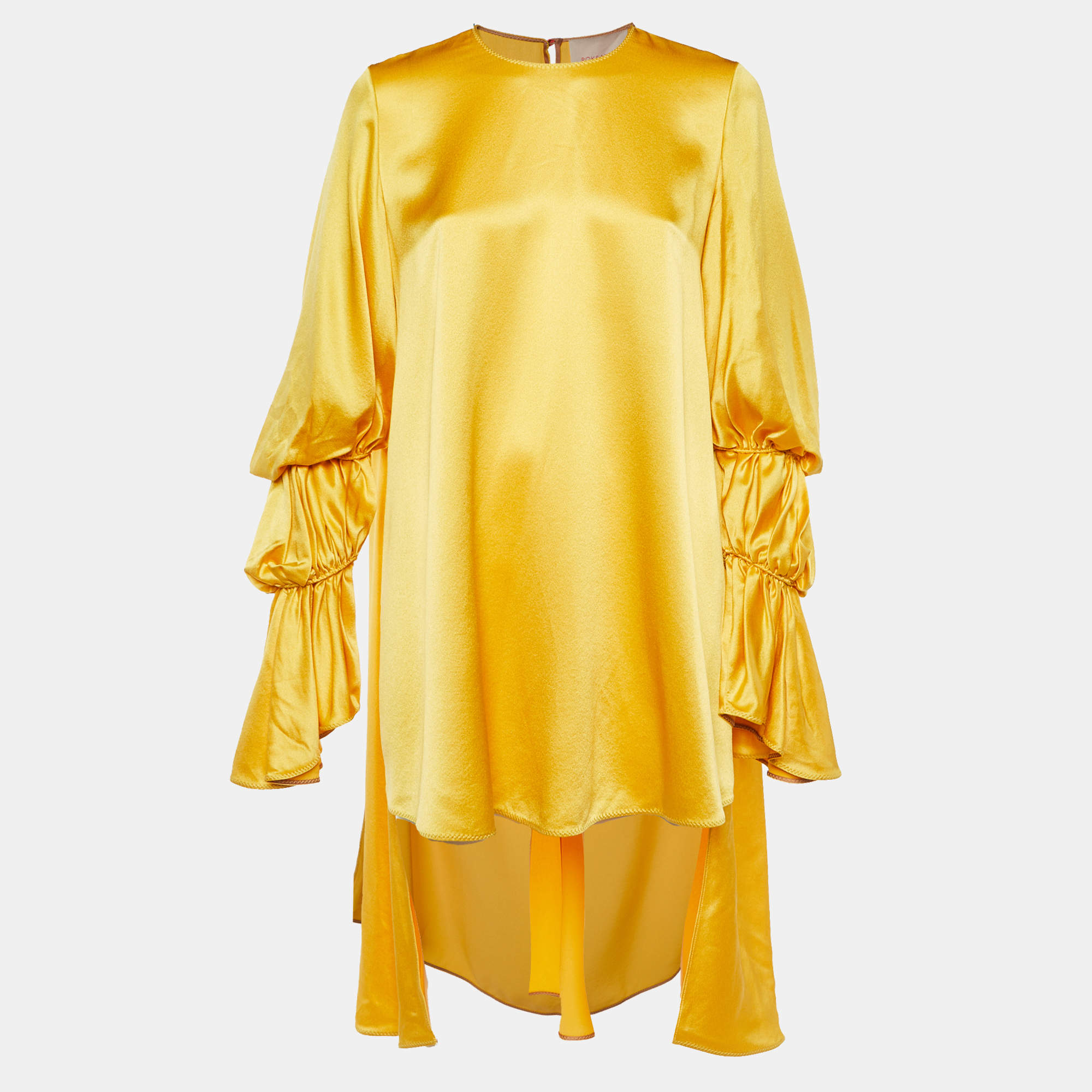 Roksanda Yellow Silk Satin Rosina Oversized Tunic Top S 