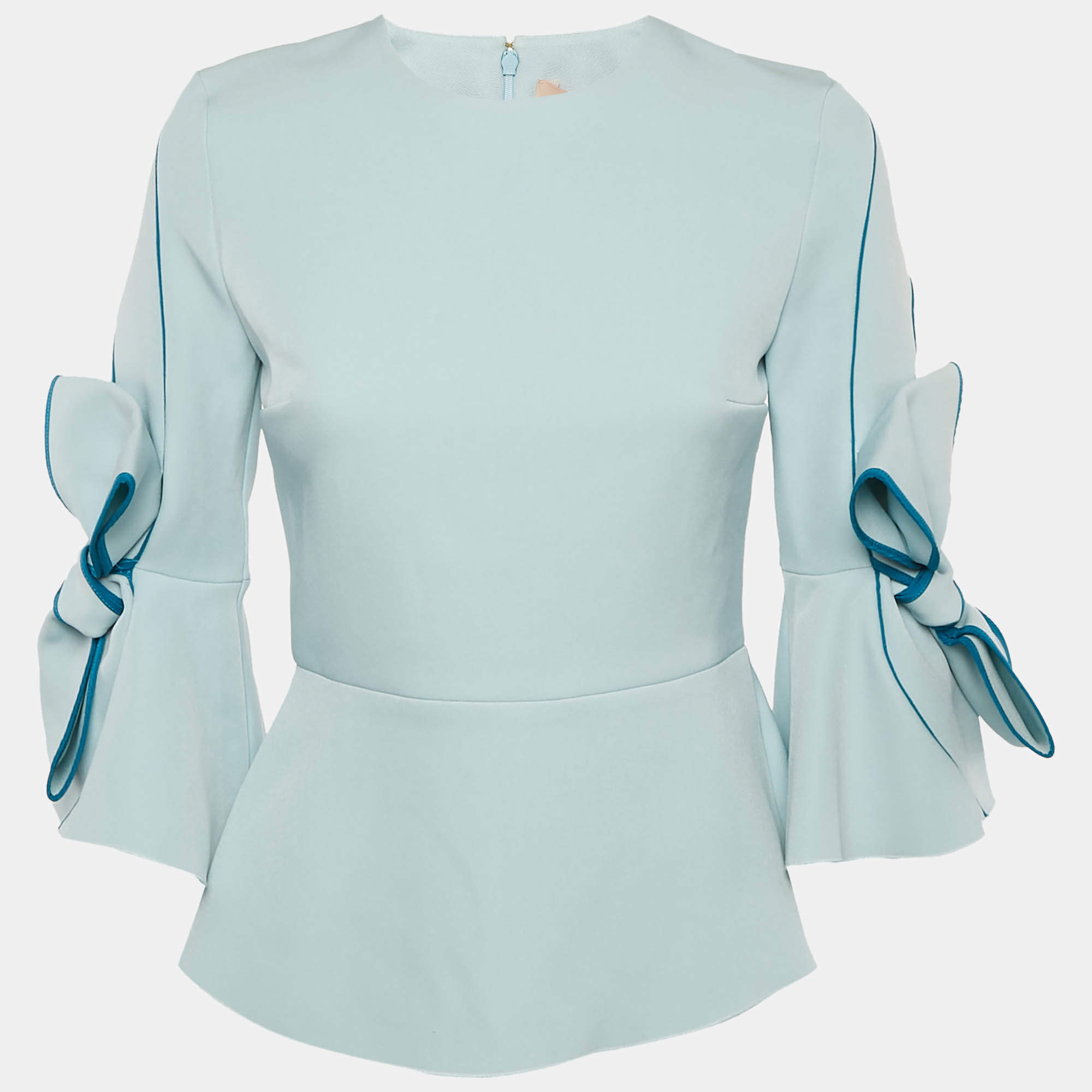 Pre Owned Roksanda Ilincic Blue Crepe Bow Detail Top S