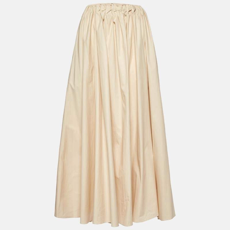 Pre Owned Roksanda Ilincic Beige Cotton Long Smocked Skirt S