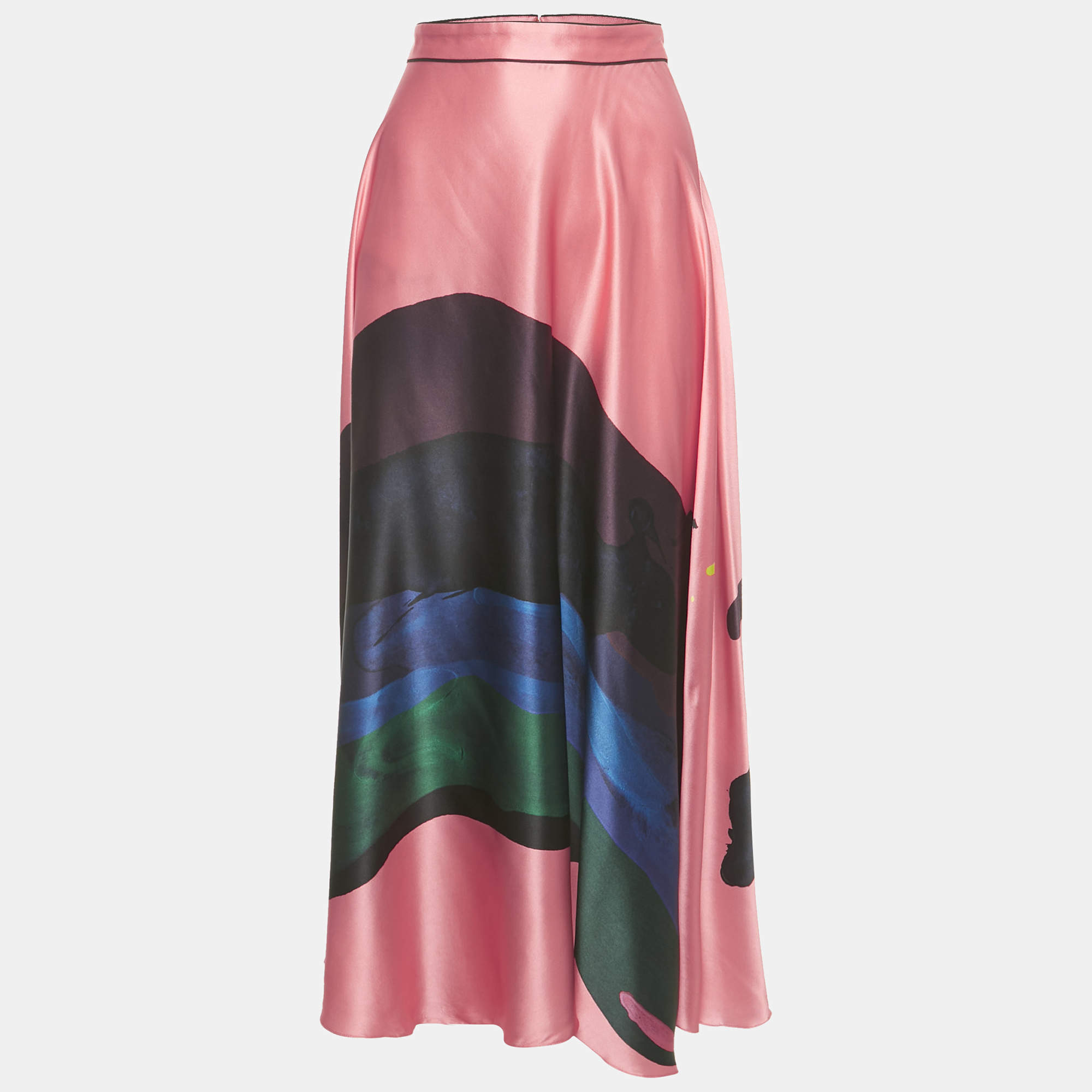 Pre Owned Roksanda Multicolor Printed Silk Amaranth Midi Skirt M