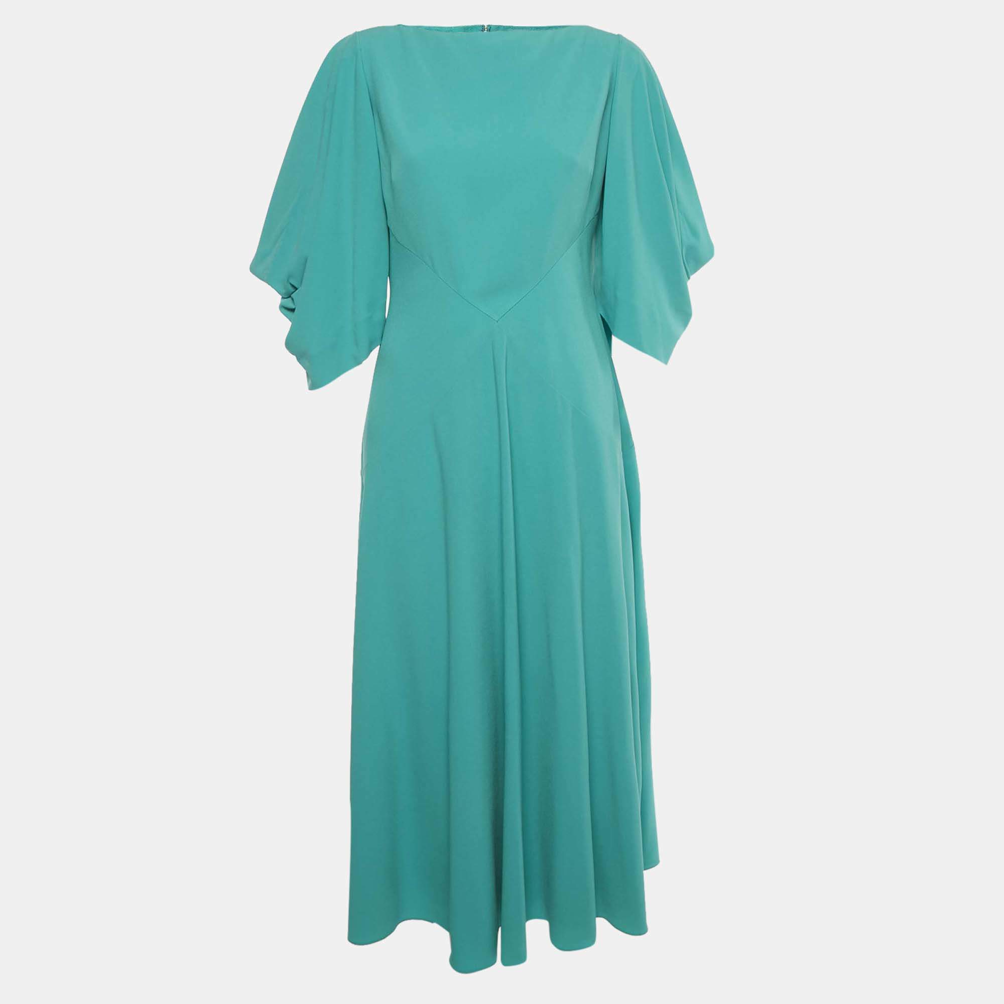 Pre Owned Roksanda Green Crepe Leticia Midi Dress M