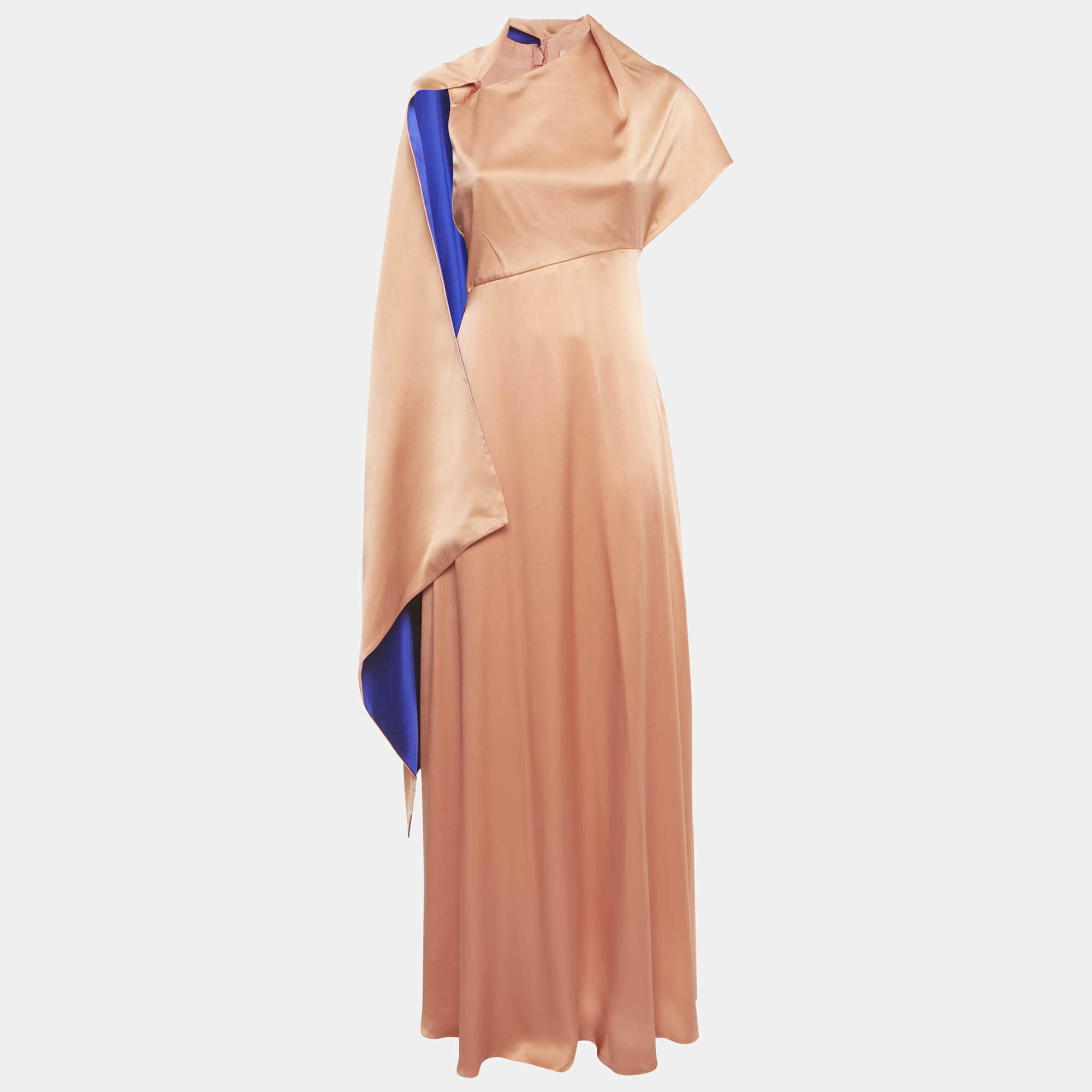 Pre Owned Roksanda Orange Silk Asymmetric Neck Pilar Maxi Dress S  