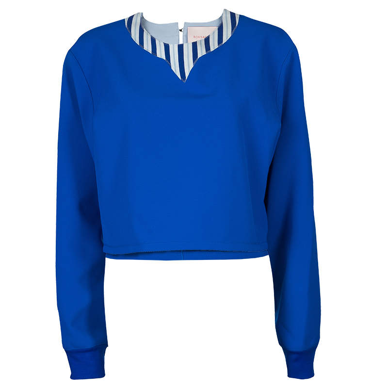 مملوكة مسبقًا Roksanda Ilincic Blue Oversized Crop Top M
