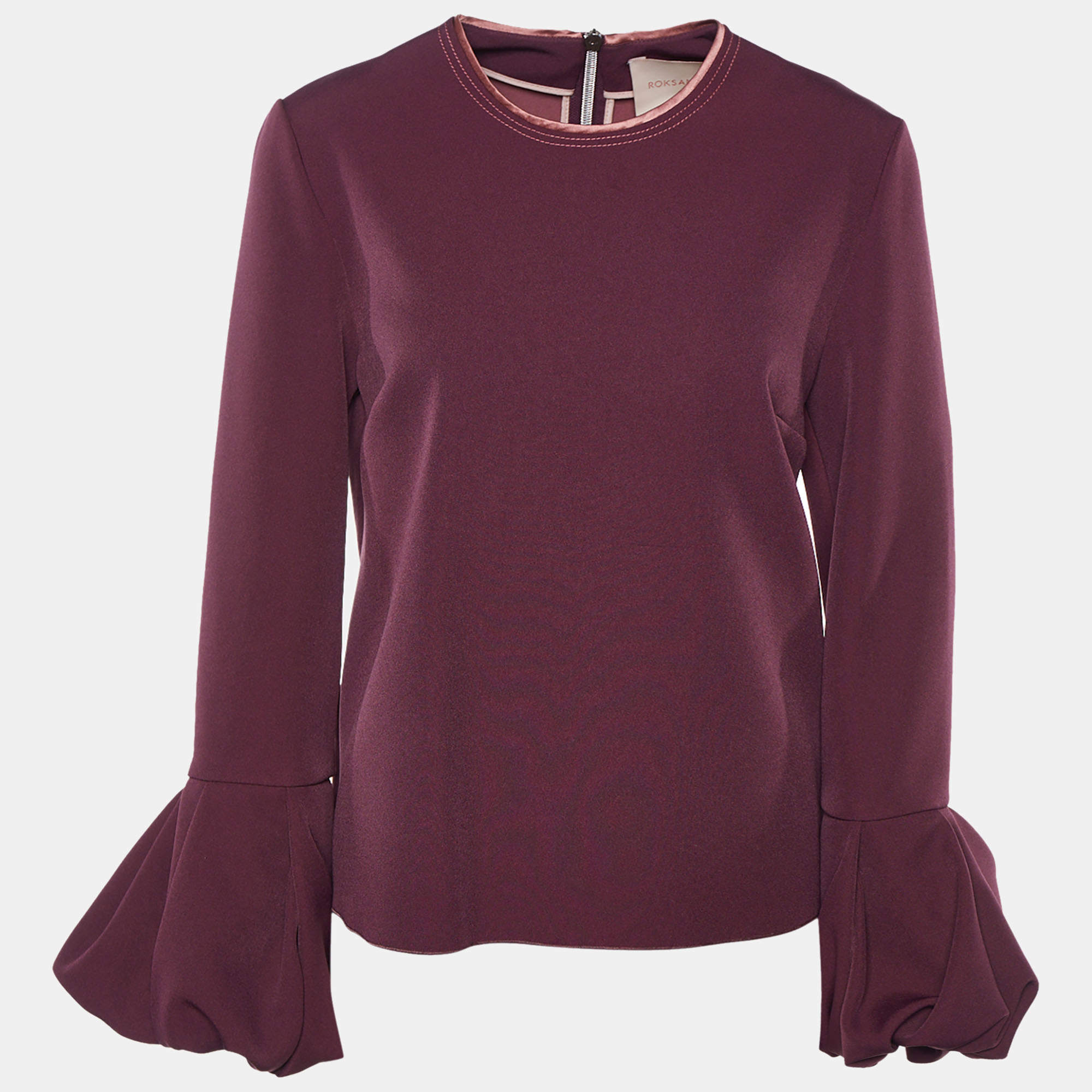Pre Owned Roksanda Burgundy Cady Puff Cuff Sleeve Arlo Top M
