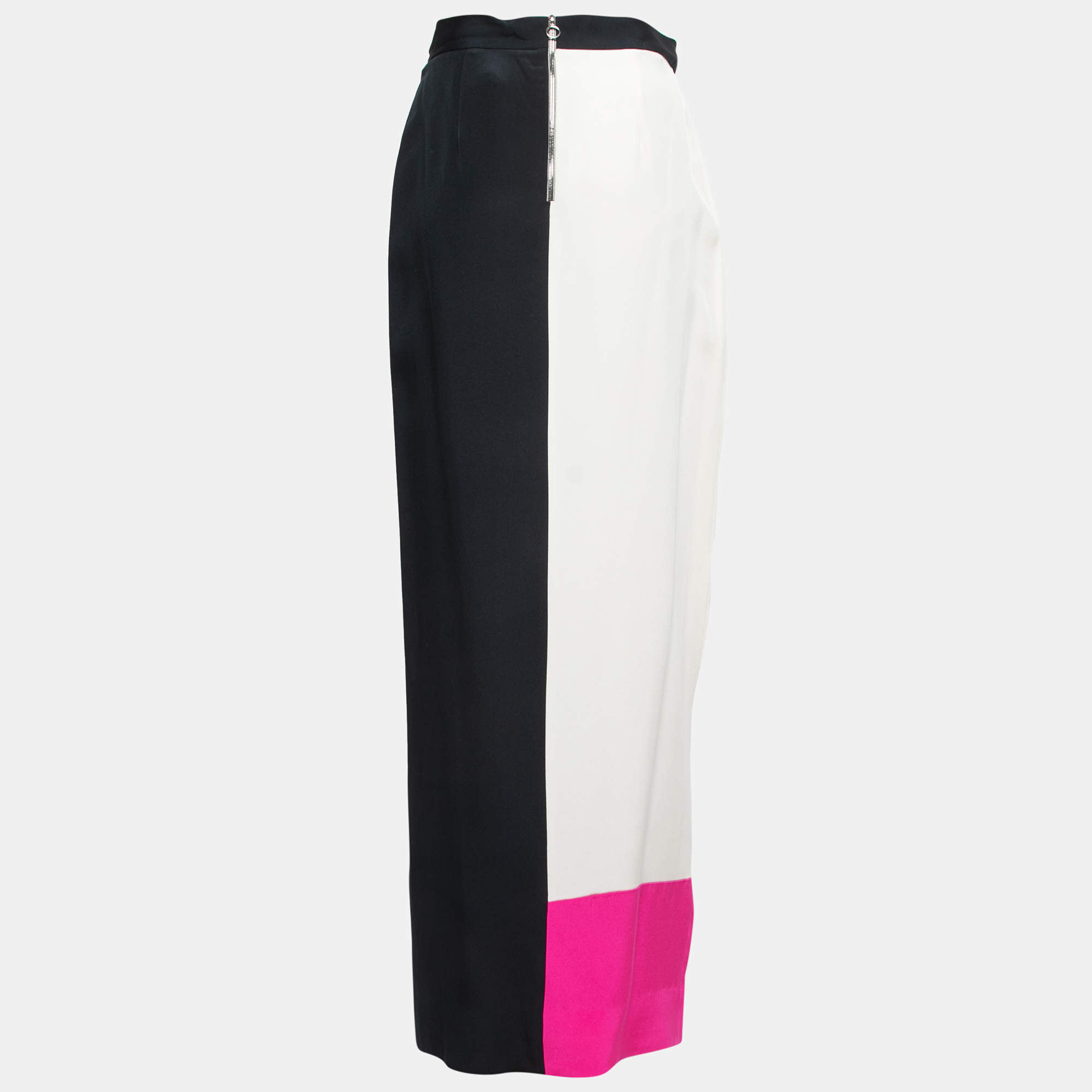 Roksanda Ilincic Navy Blue Colorblock Silk Maxi Skirt L