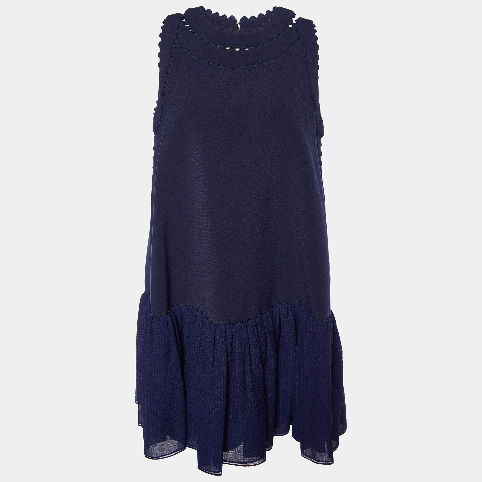 Pre Owned Roksanda Navy Blue Crepe Shift Dress L