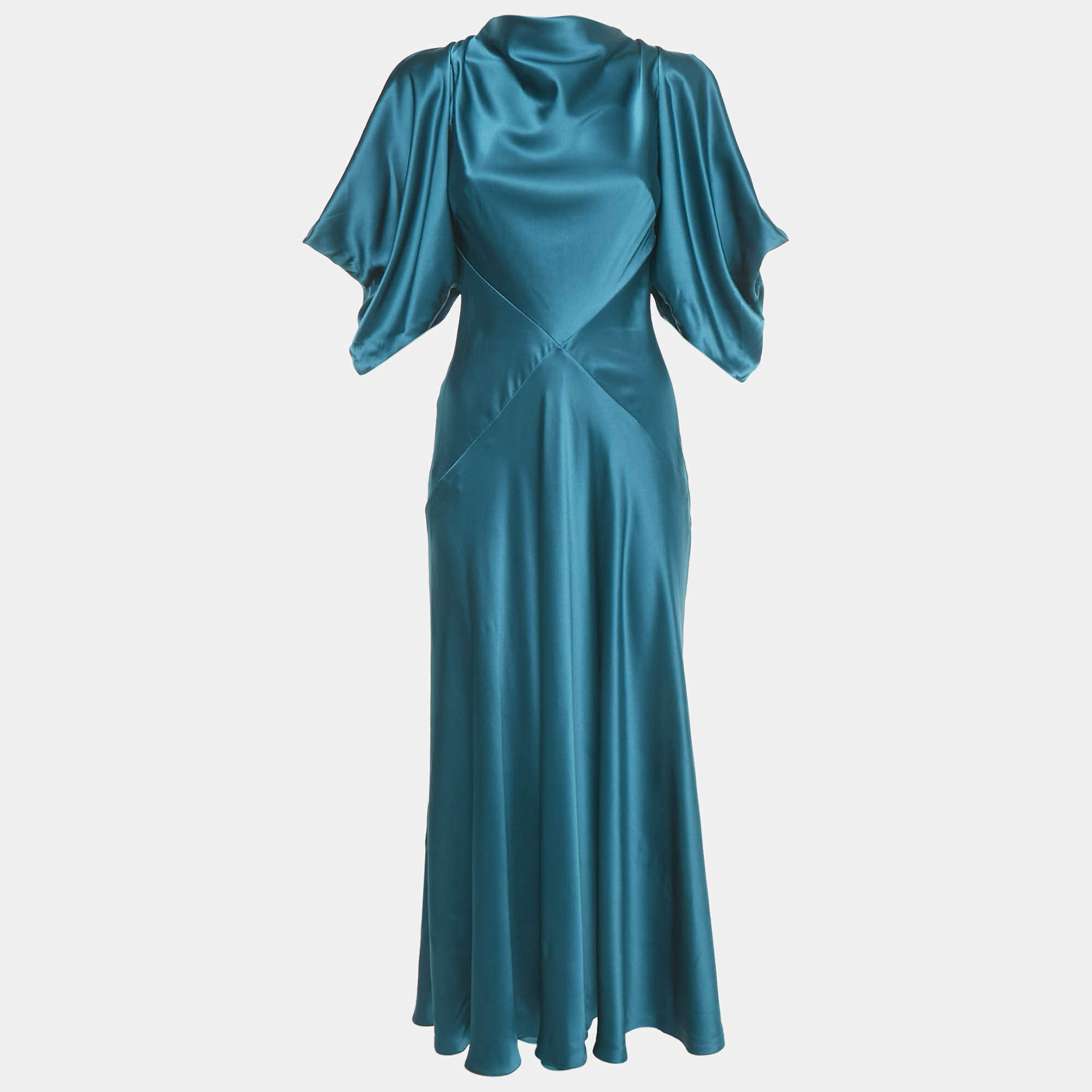 Pre Owned Roksanda Blue Satin Blue Flared Long Dress M