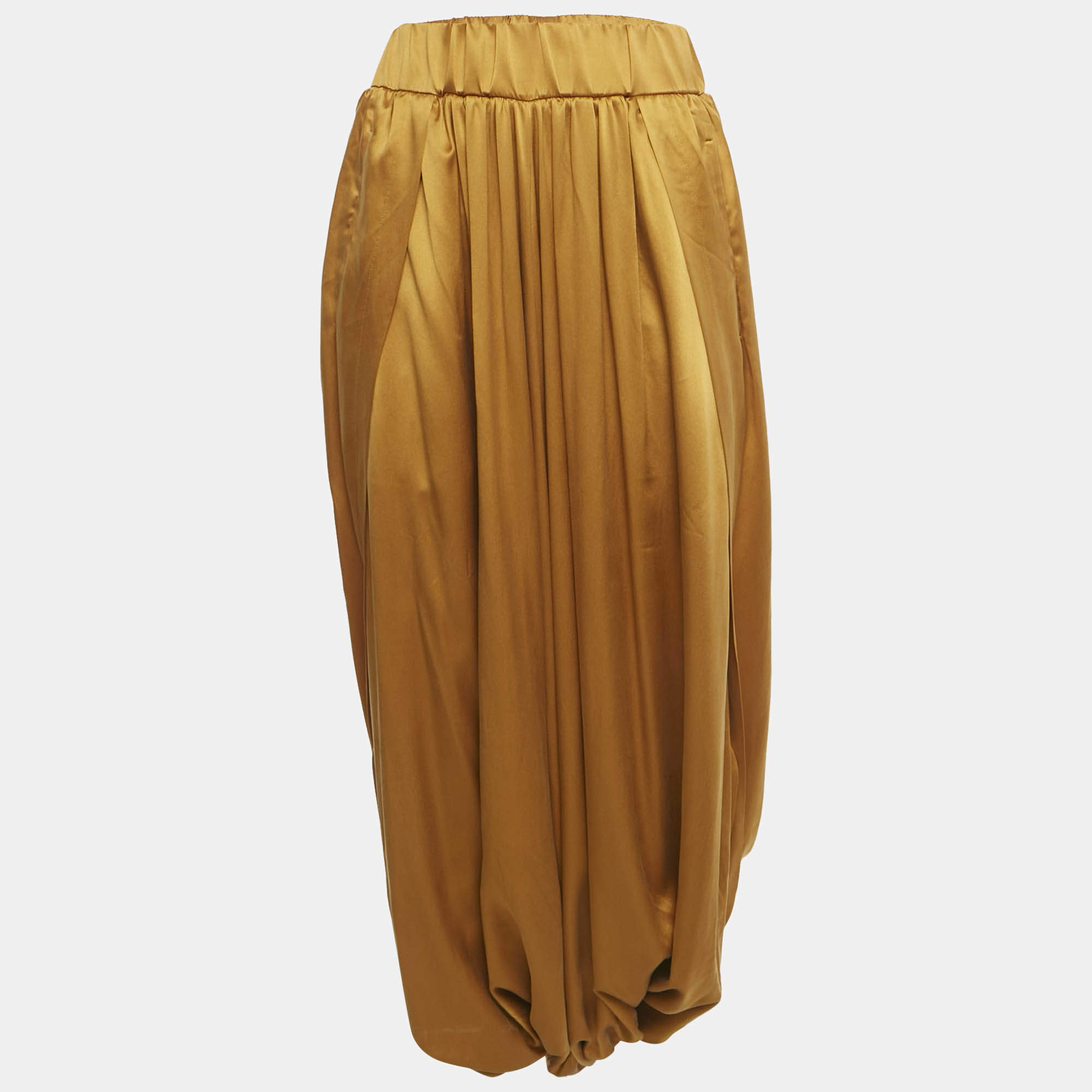 Pre Owned بنطال حريم ساتان مغسول أصفر من روكساندا مقاس متوسط