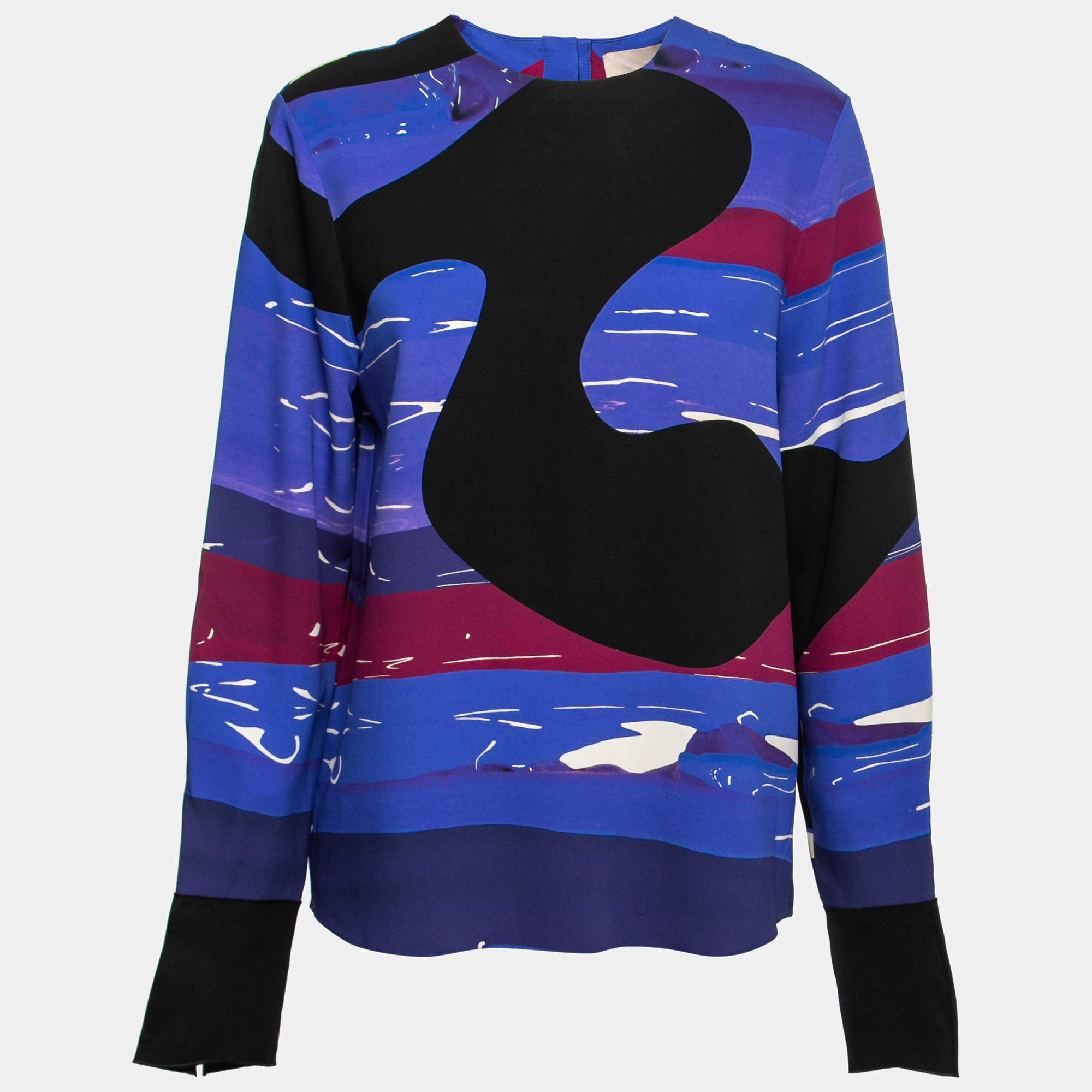 Roksanda Blue Graphic Printed Silk-Crepe Blouse M