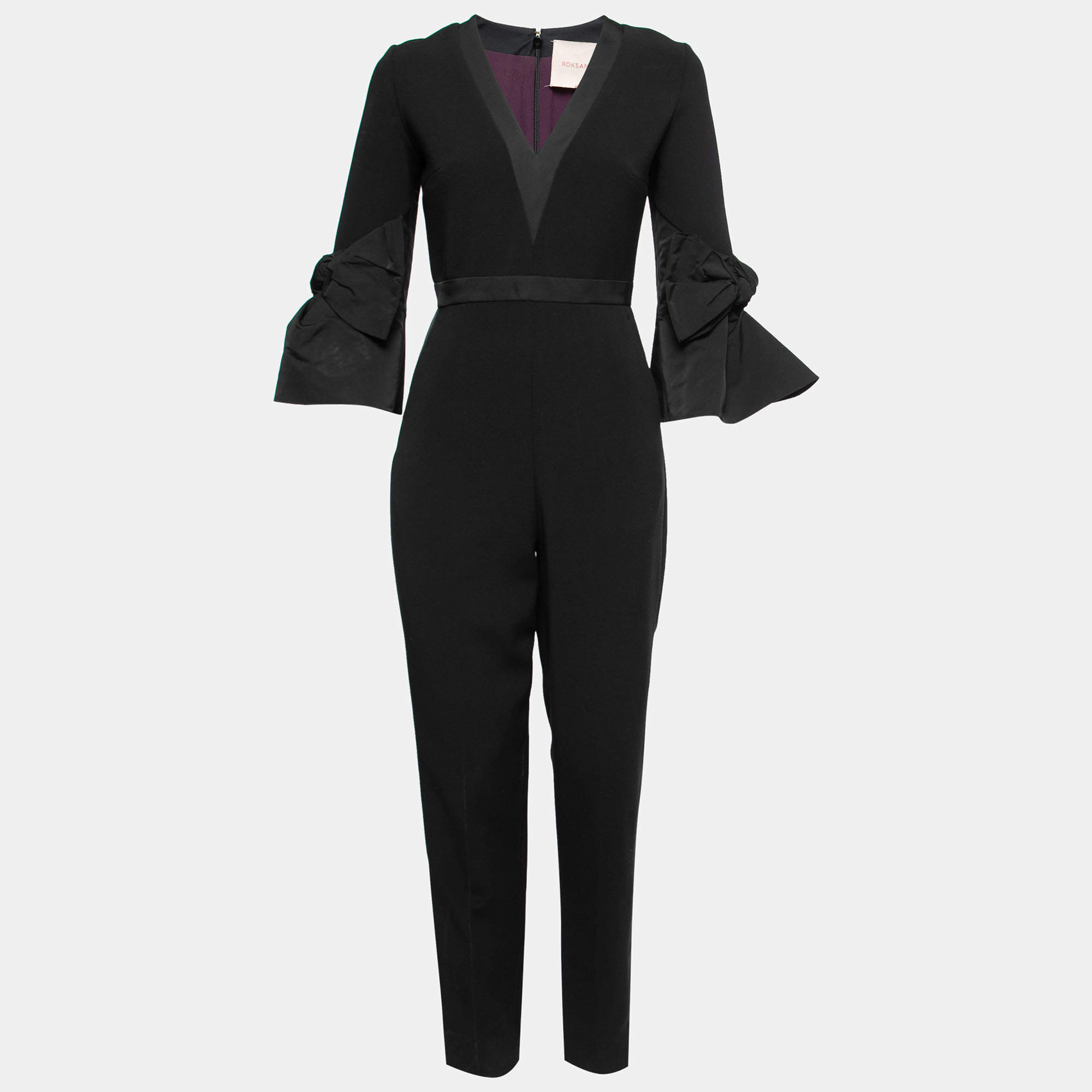Pre Owned Roksanda Black Crepe Bow Sleeve Detail Jumpsuit S