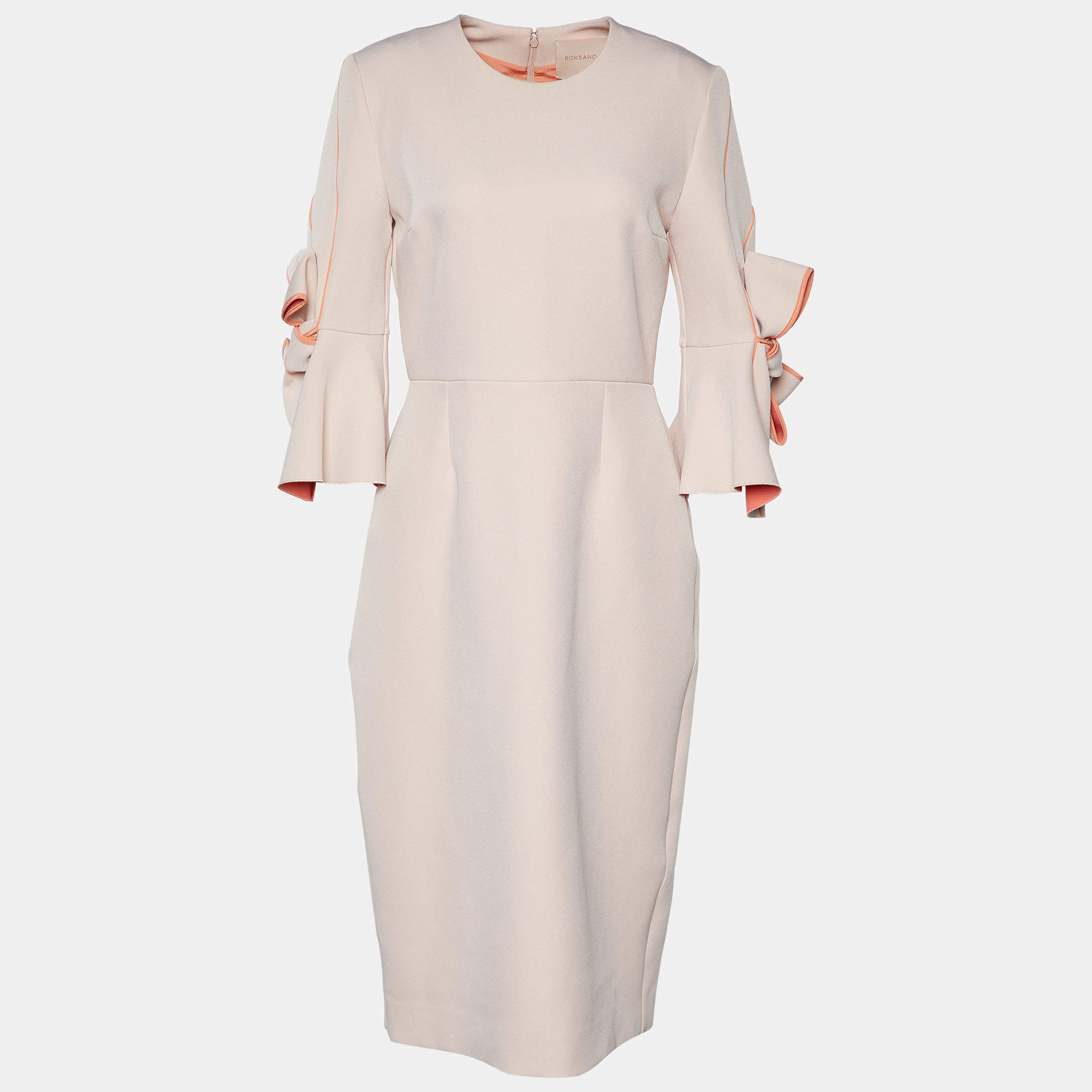 Roksanda Light Pink Bow Sleeve Detail Midi Dress M