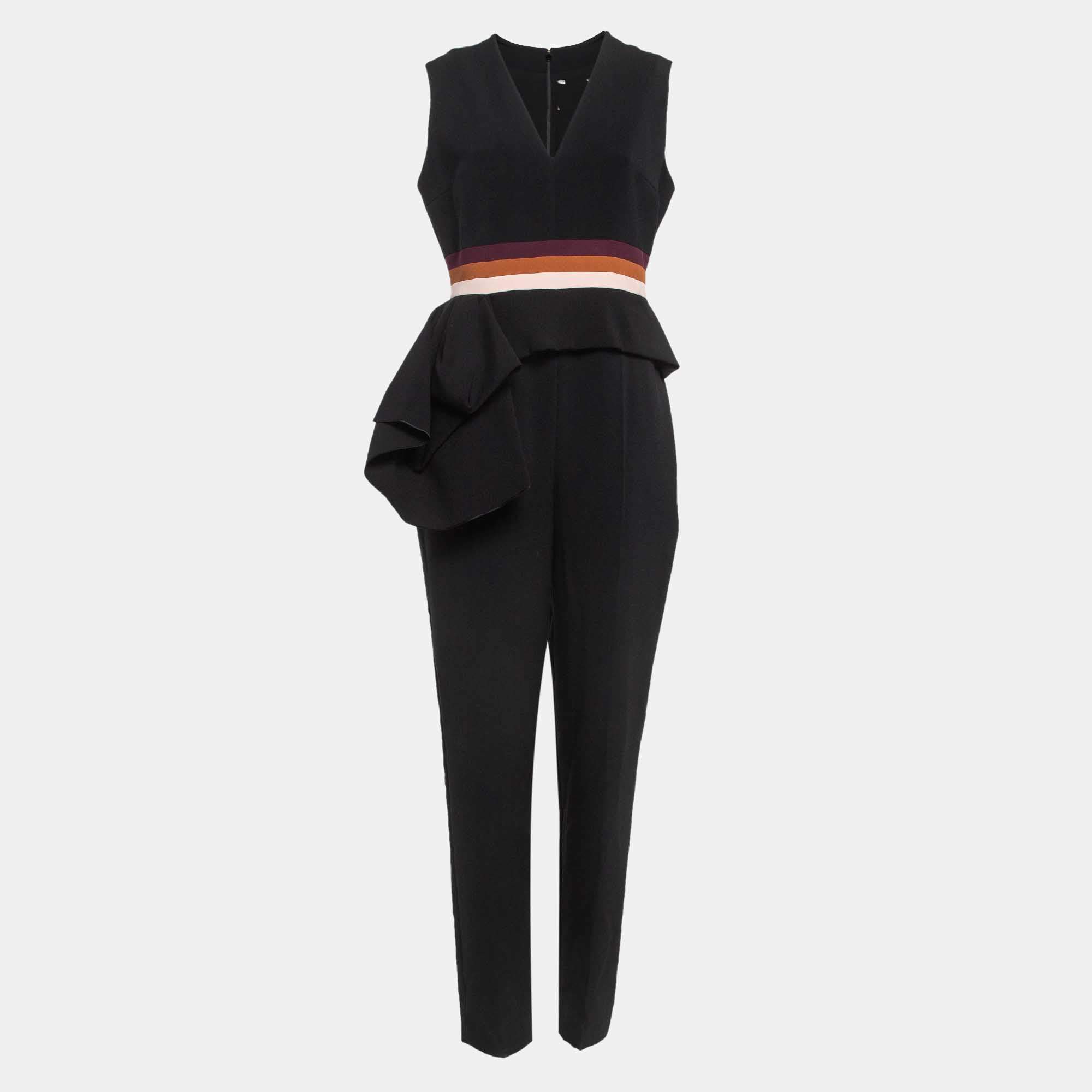 Roksanda Black Crepe Draped Kenzey Jumpsuit M
