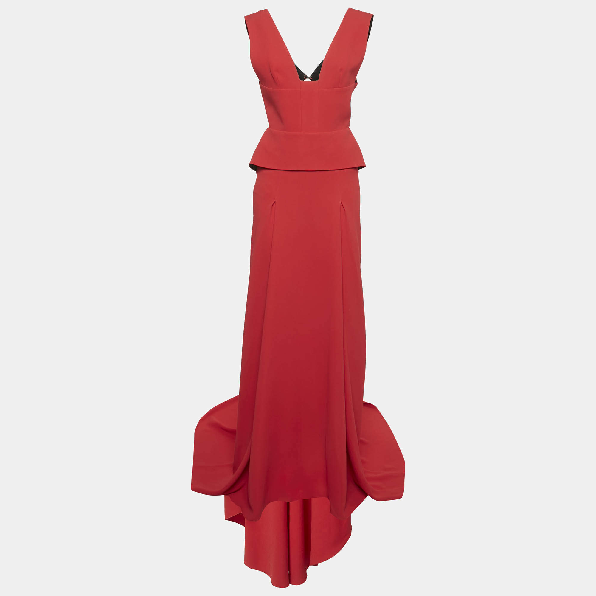 Roland Mouret Red Stretch Viscose Flared Lubelia Gown M