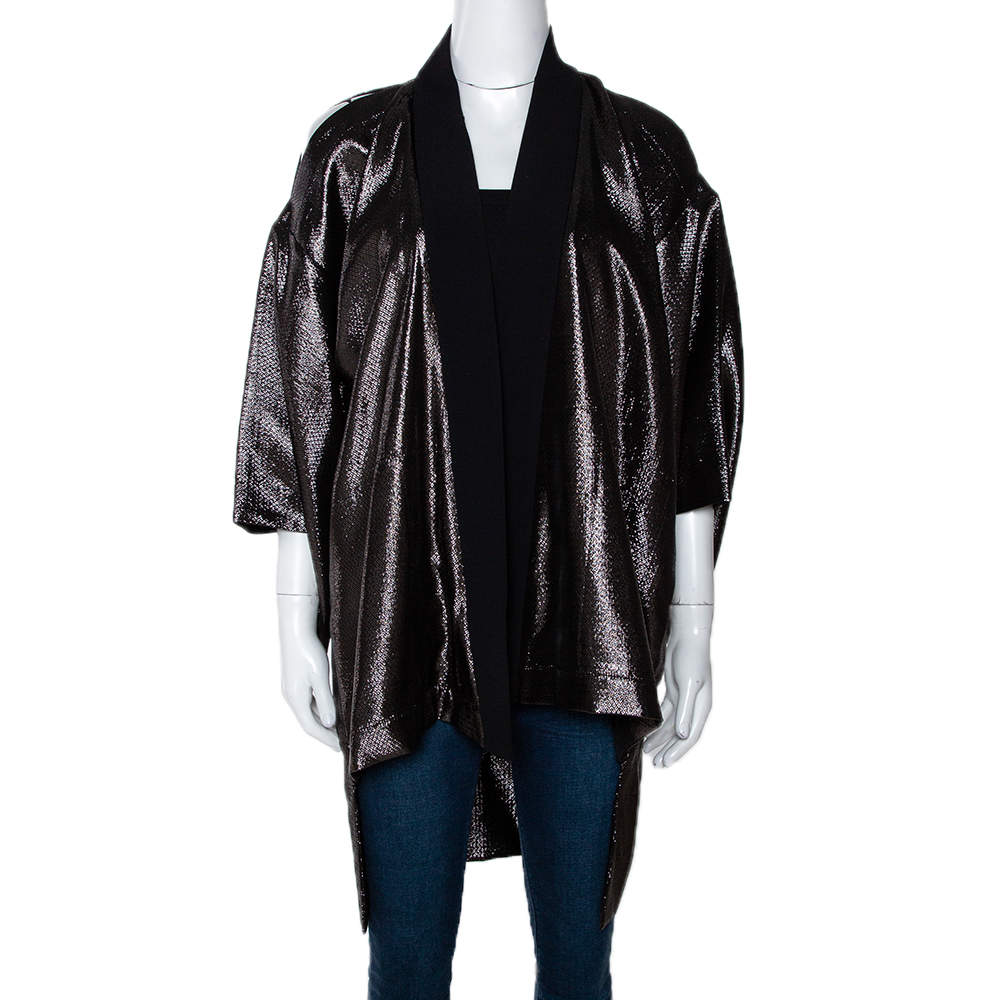 Pre Owned Roland Mouret Metallic Lamé Jacquard Roche Kimono Jacket M