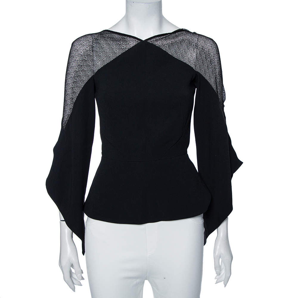 Pre Owned Roland Mouret Black Stretch Crepe Harthill Top S