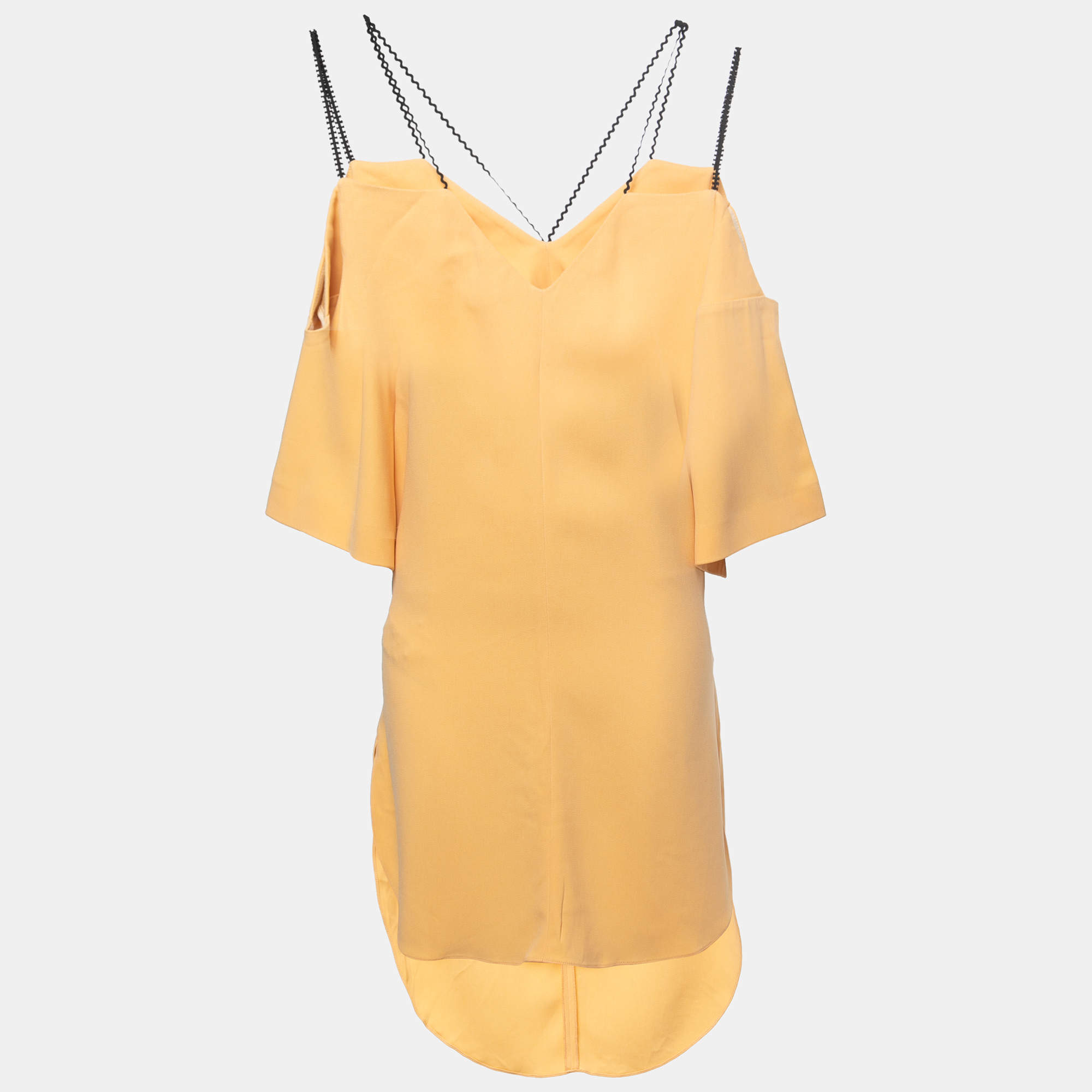 Pre Owned Roland Mouret Yellow Crepe Off-Shoulder Belted Conway Dress M