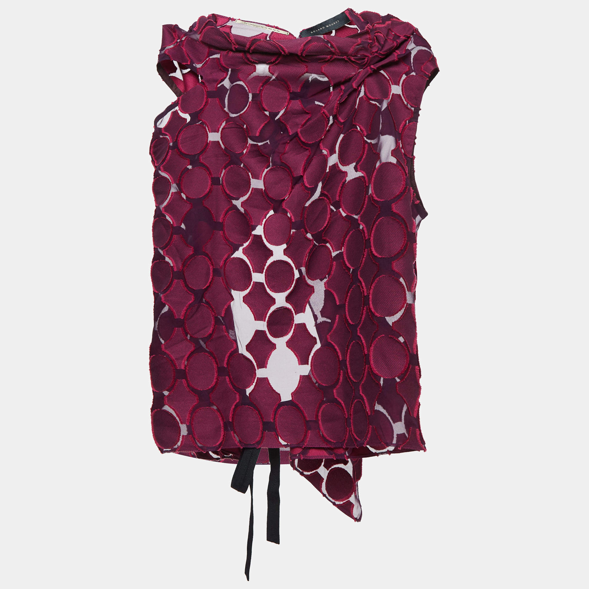  Roland Mouret Pink Cotton Fil Coupe Open Back Top S