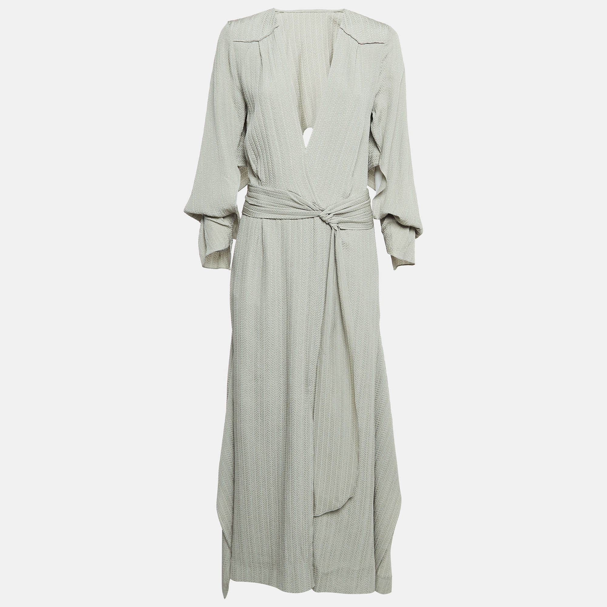 Roland Mouret Green Textured Silk Maxi Dress M