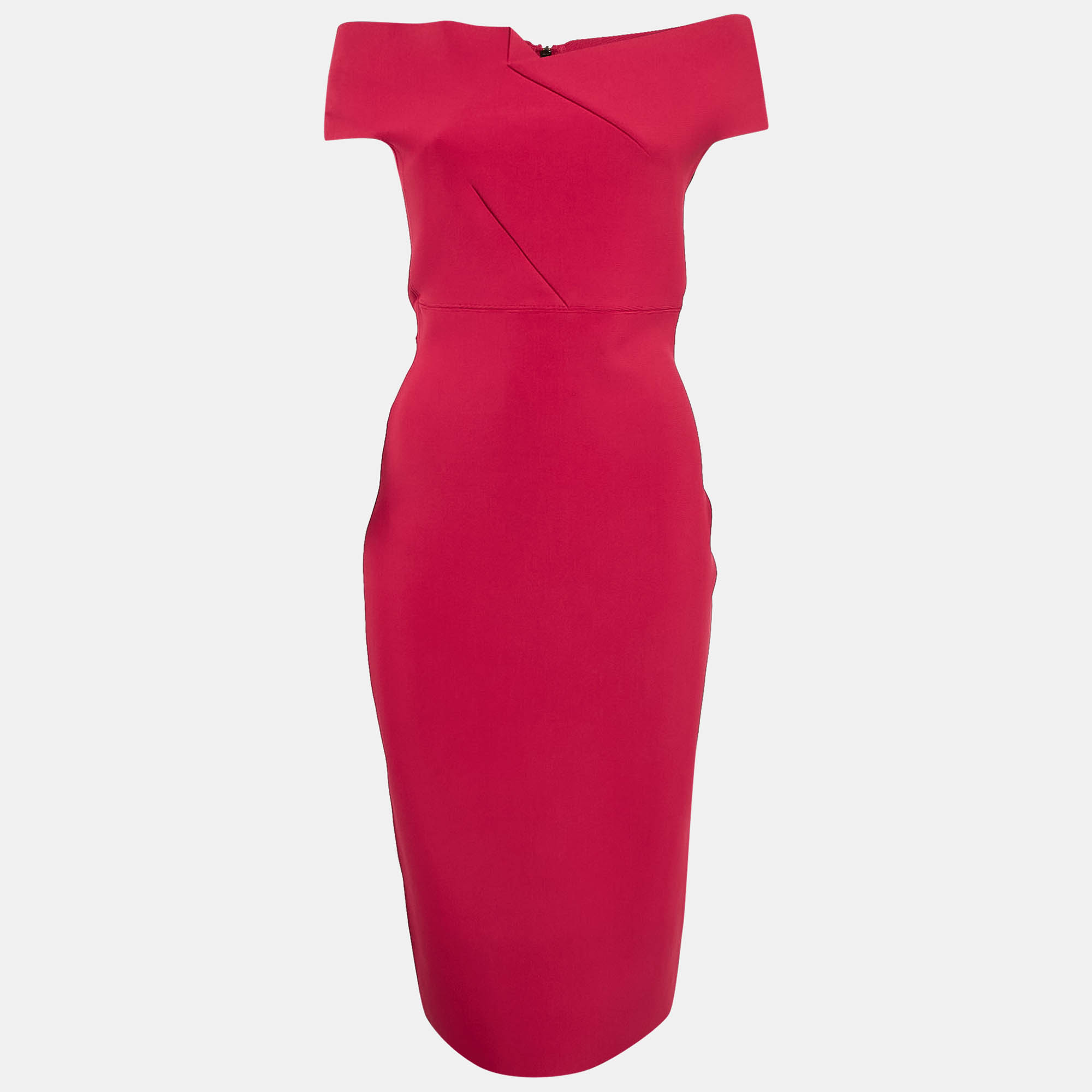 Roland Mouret Pink Jersey Off-Shoulder Bodycon Dress M