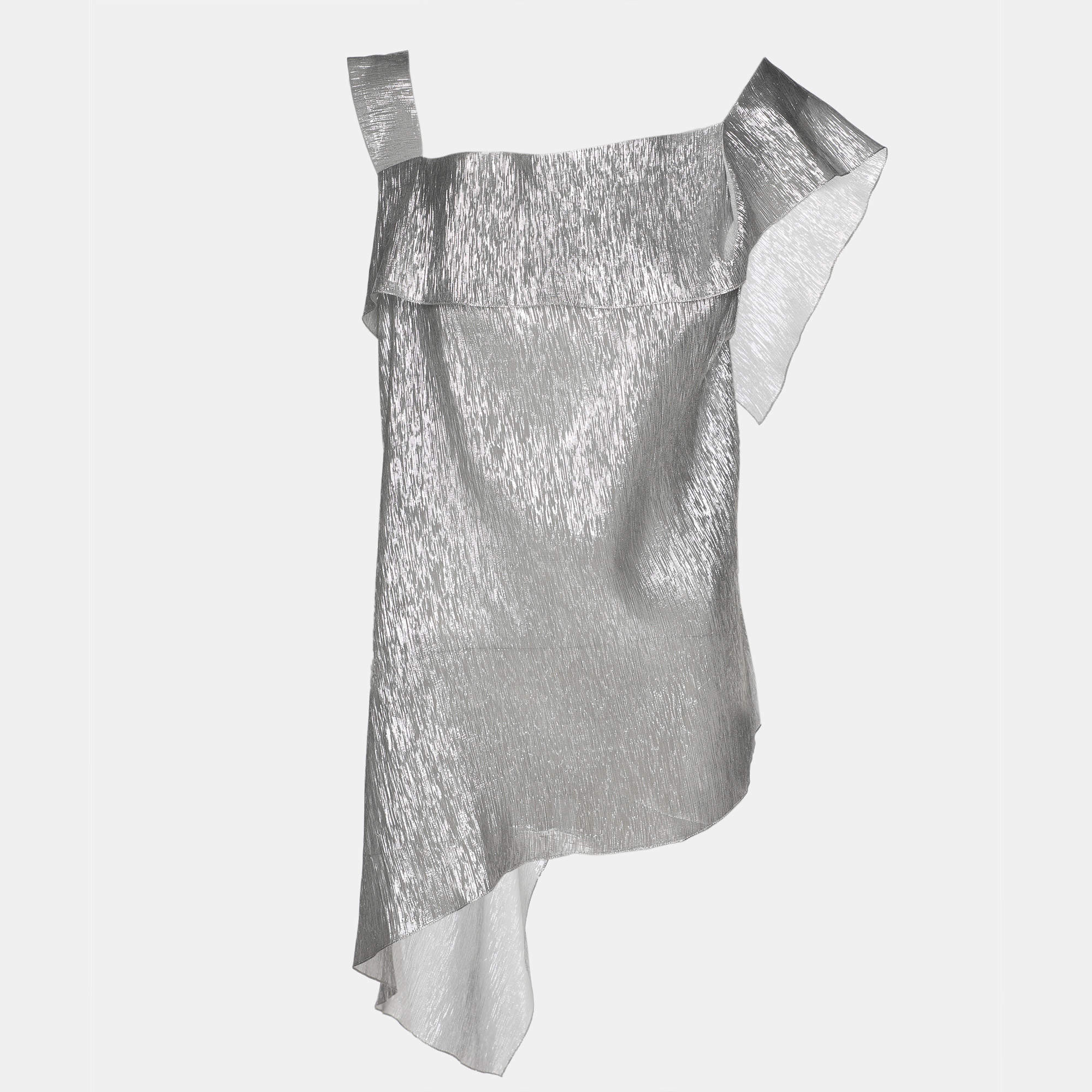 Roland Mouret x Net-a-Porter Silver Silk One Strap Top XXL
