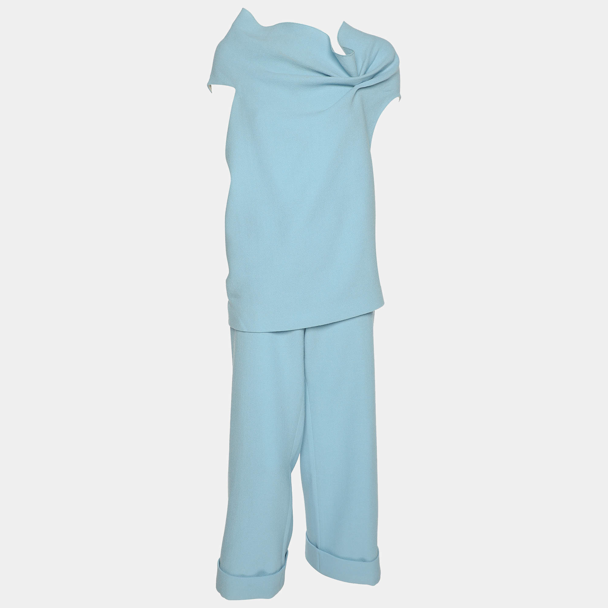 Roland Mouret Light Blue Wool Top and Pants Set M