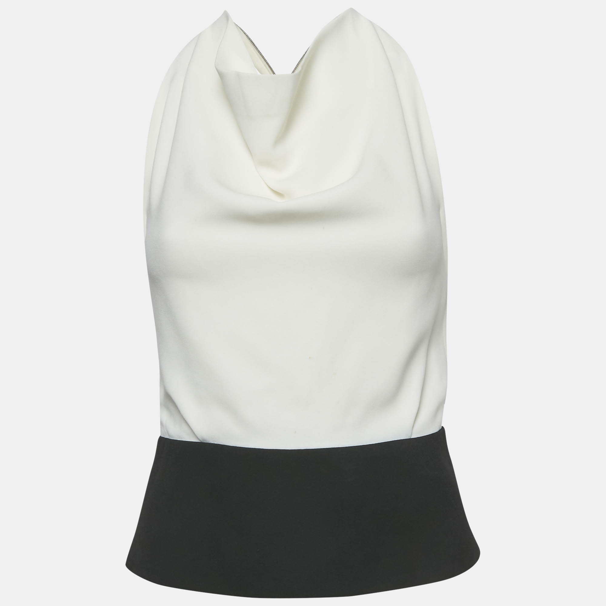 Pre Owned Roland Mouret Monochrome Crepe Halter Neck Top S