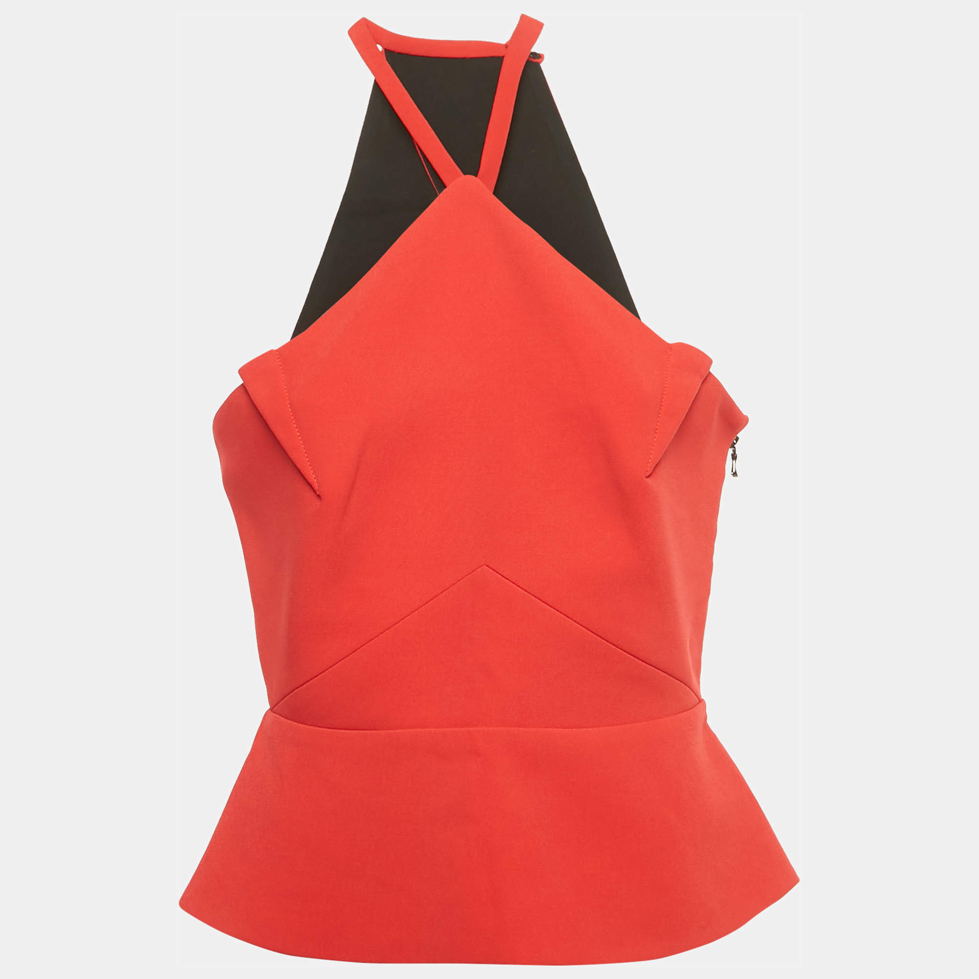 Pre Owned Roland Mouret Red Stretch Crepe Strappy Top L