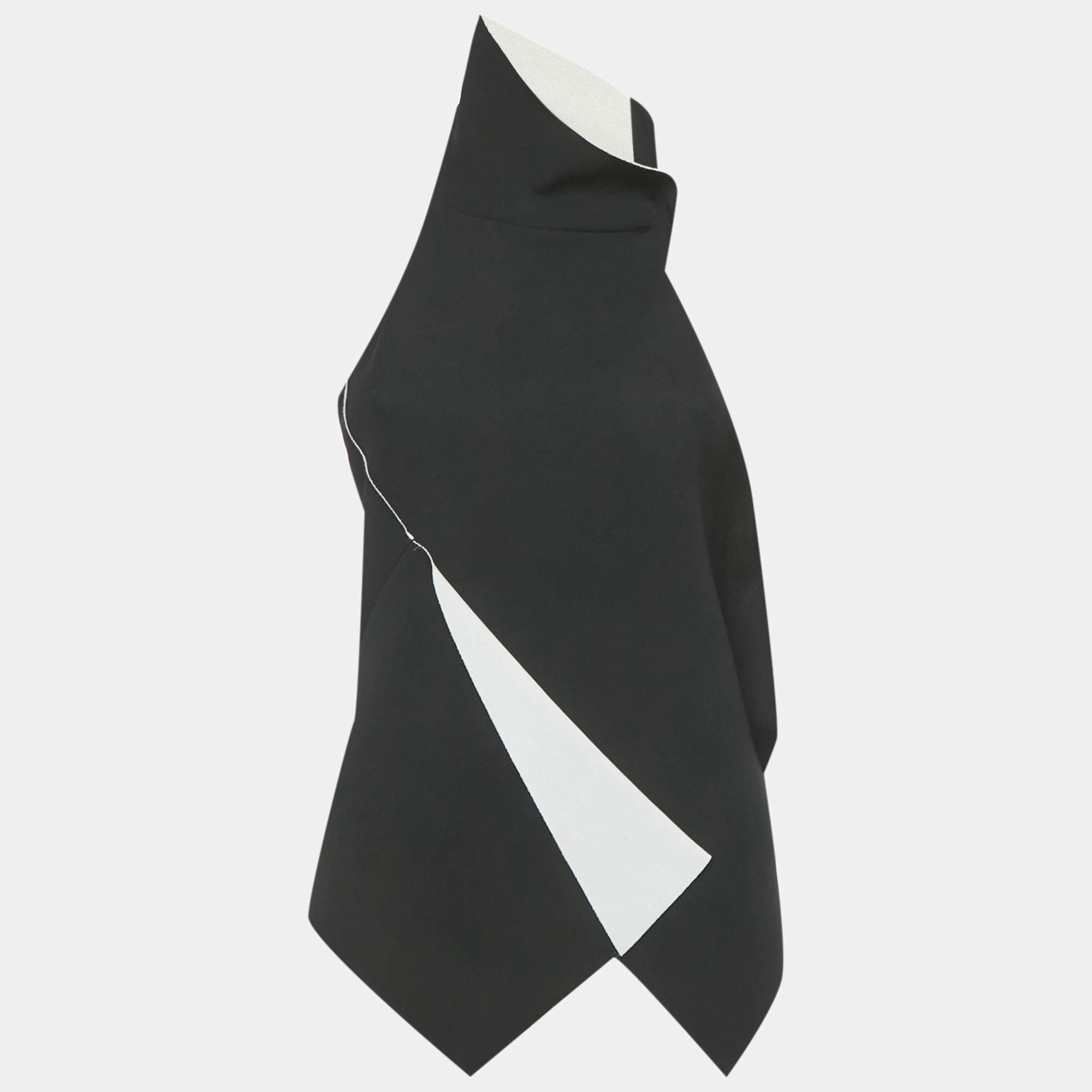 Pre Owned Roland Mouret Monochrome Halter Neck One Shoulder Scarf Top M