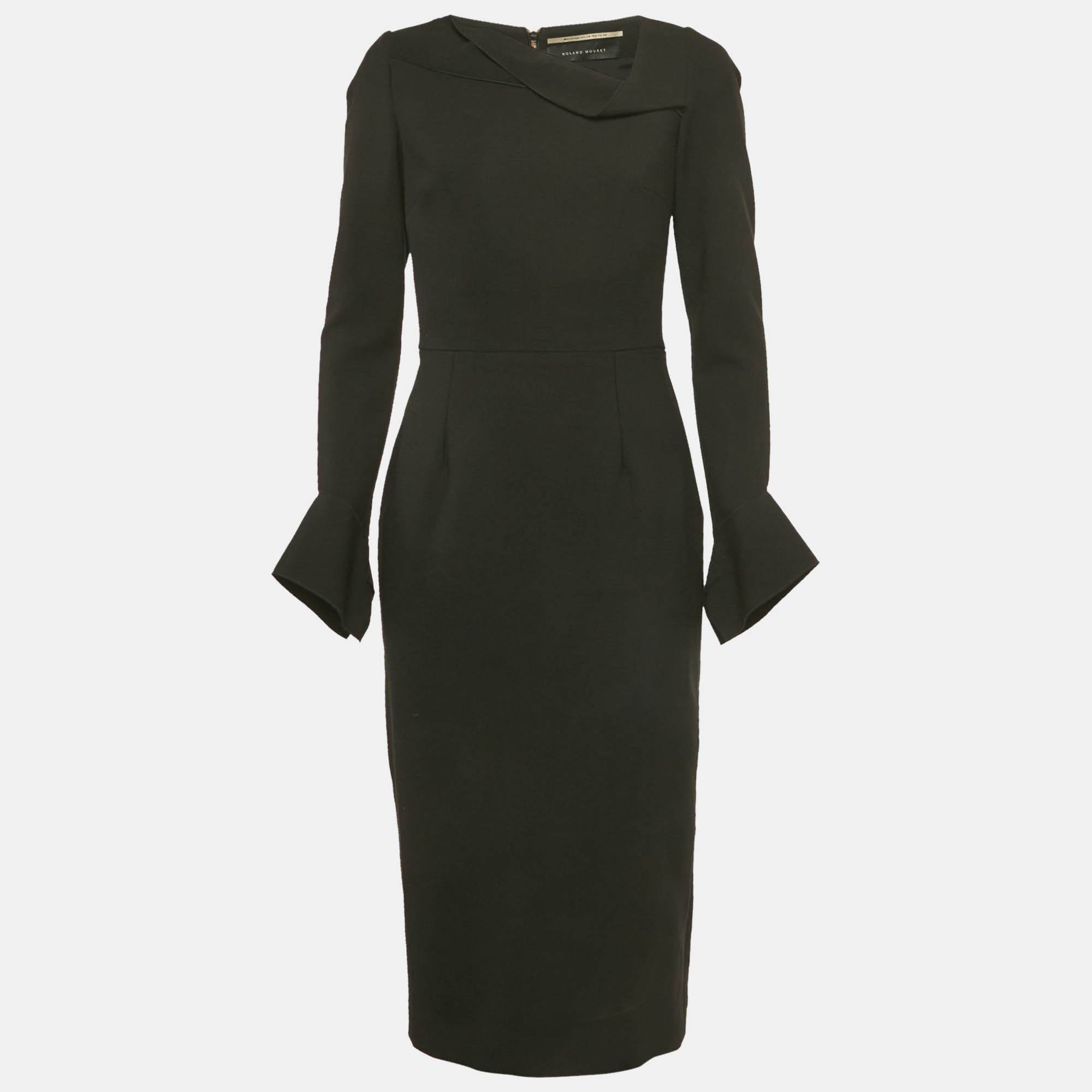 Pre Owned Roland Mouret Black Crepe Flared Sleeve Short Dress M