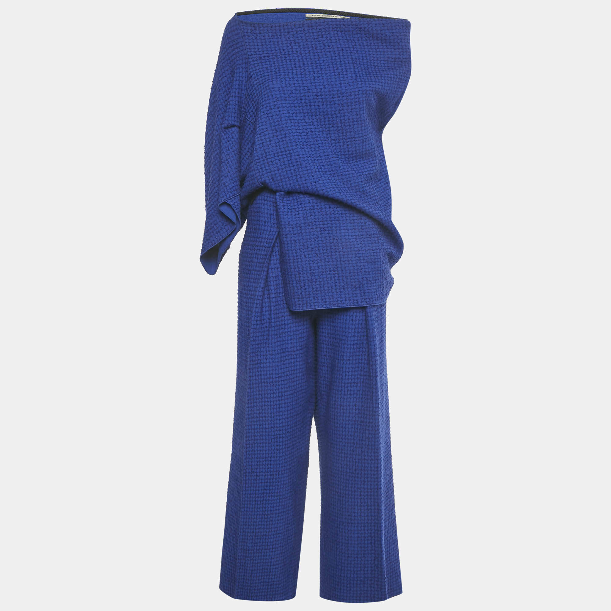Pre Owned Roland Mouret Blue Tweed Ruffled Set L