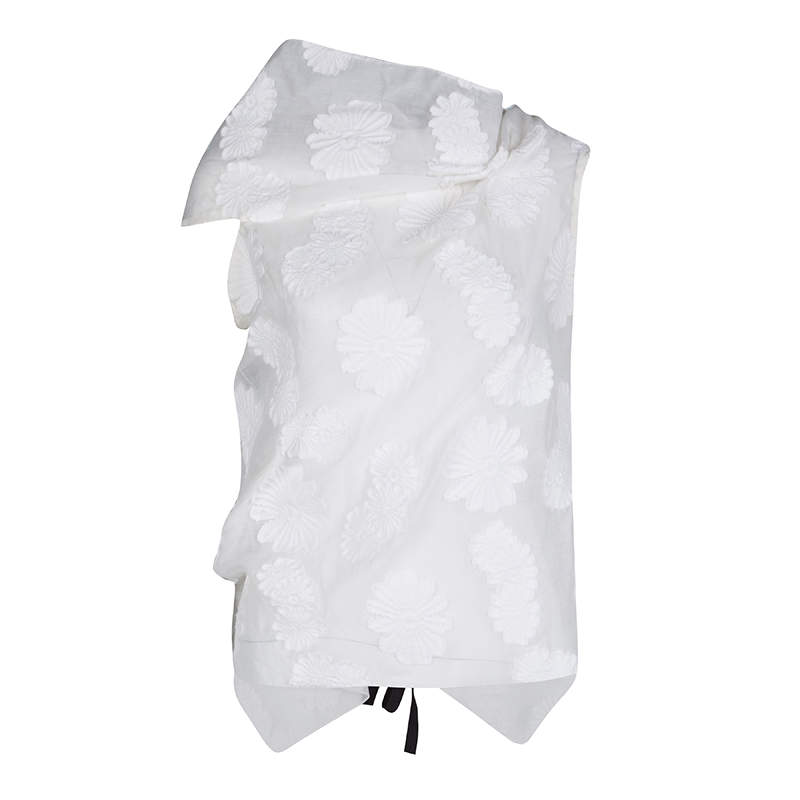 Pre Owned Roland Mouret Off White Cotton Daisy Fil Coupe Draped Eugene Top S