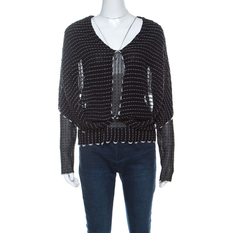 Roland Mouret Black Alpaca Weave Knit Charp Cape Overlay Top M