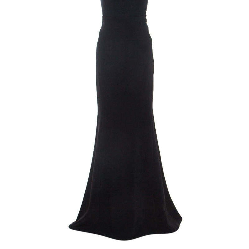 Pre Owned Roland Mouret Black Stretch Crepe Fit And Flare Aries Skirt L