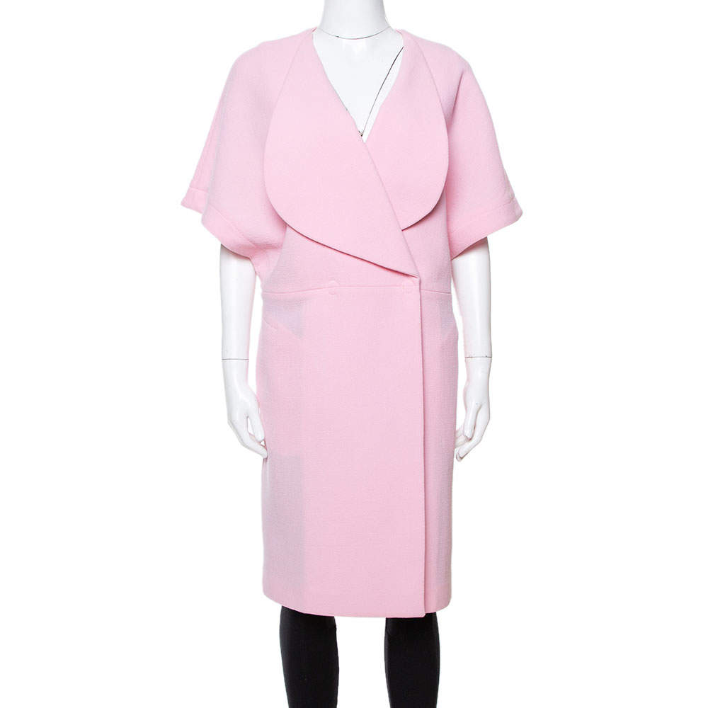 Pre Owned Roland Mouret Light Pink Wool Crepe Palmer Coat M