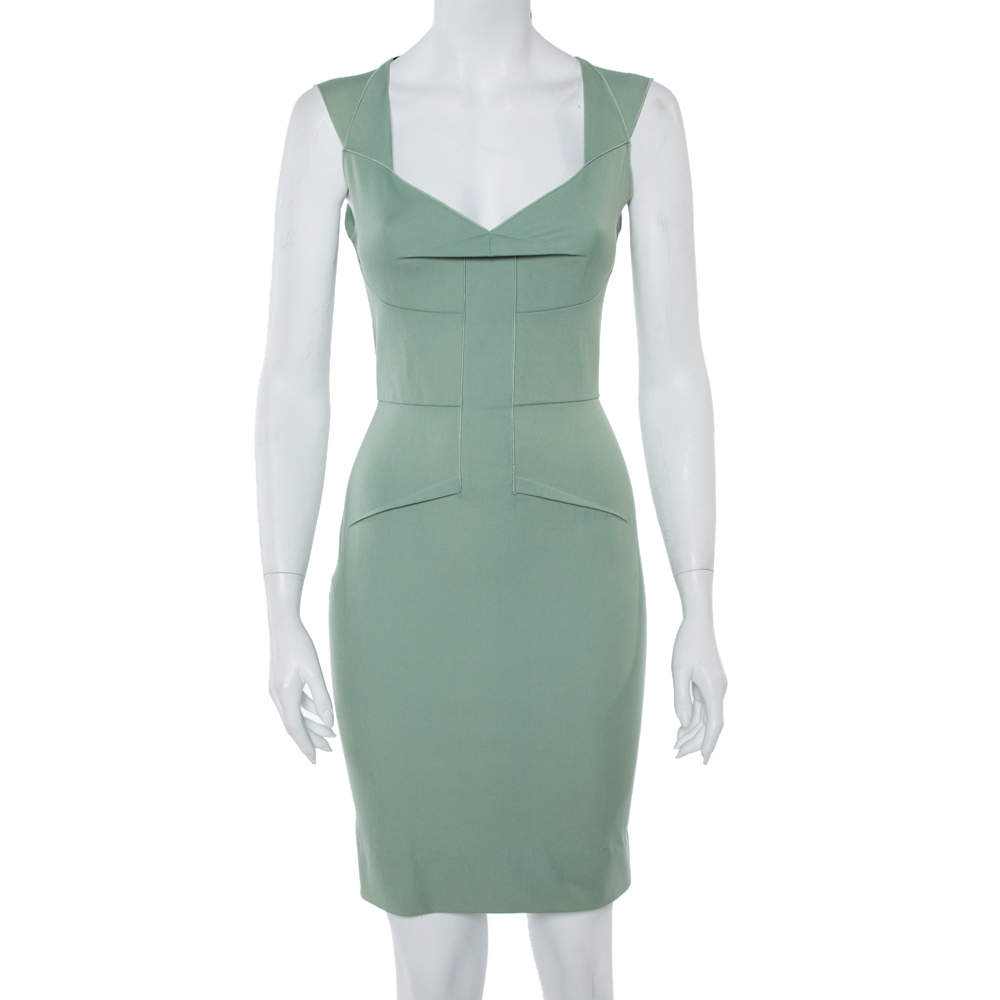 Pre Owned Roland Mouret Pastel Green Sleeveless Sheath Dress S