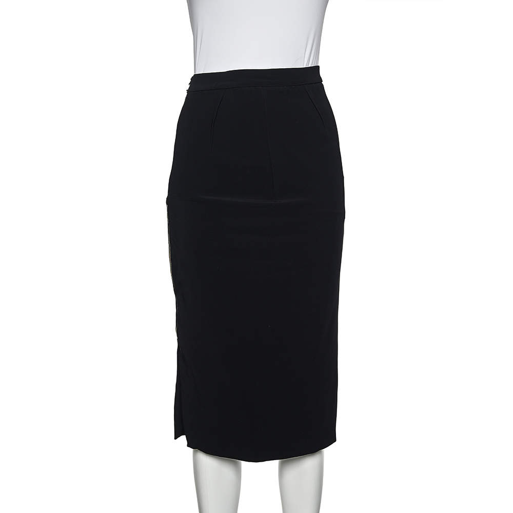 Pre Owned Roland Mouret Black Crepe Pencil Skirt M
