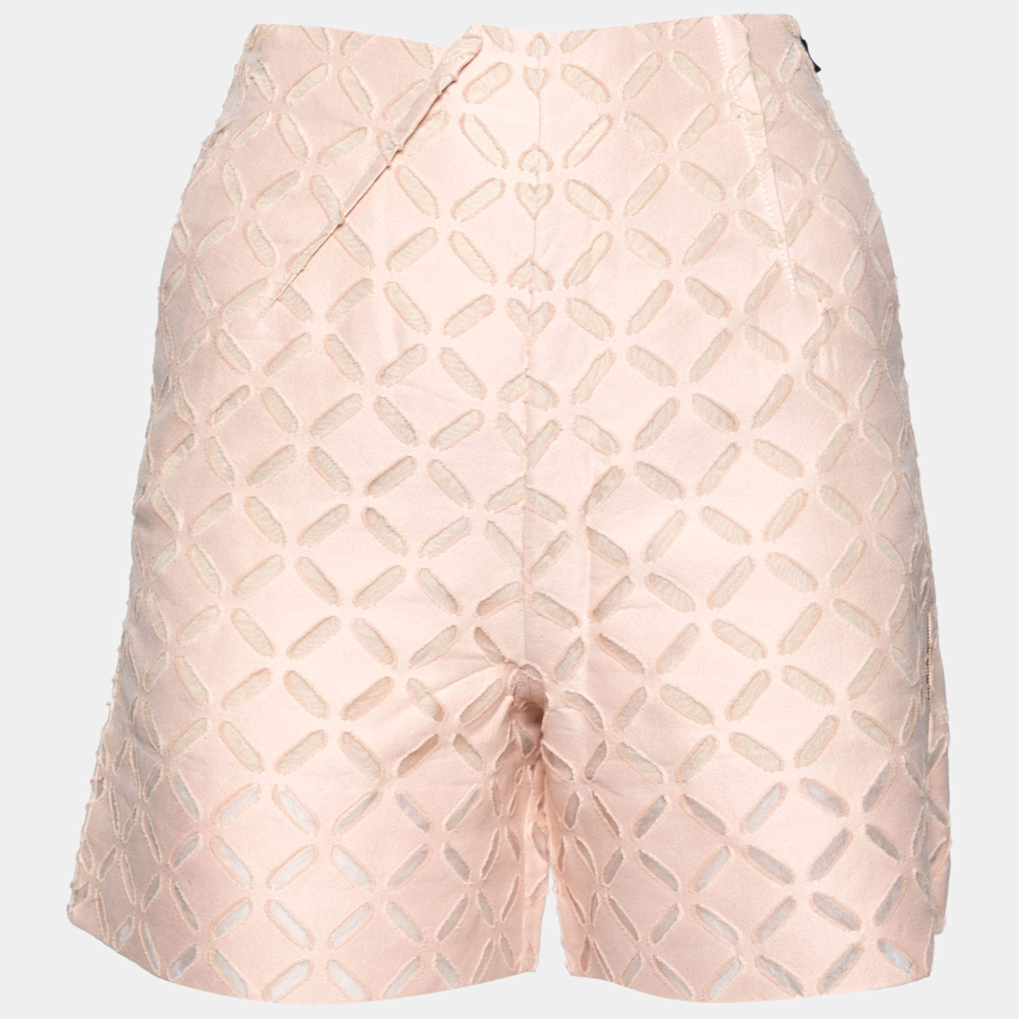 Pre Owned Roland Mouret Pearl Pink Laser Cut High Waist Kelston Shorts S