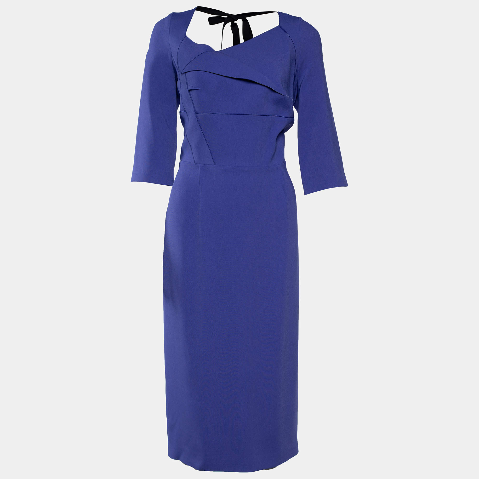 Pre Owned Roland Mouret Blue Cady Sheath Dress L