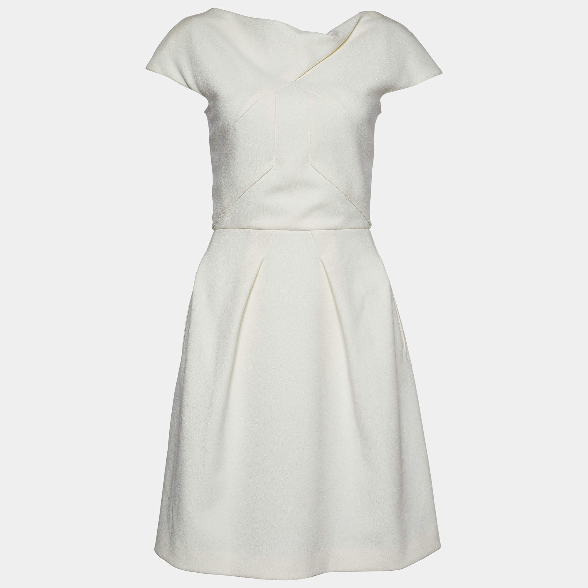 Pre Owned Roland Mouret White Crepe Mini Dress S
