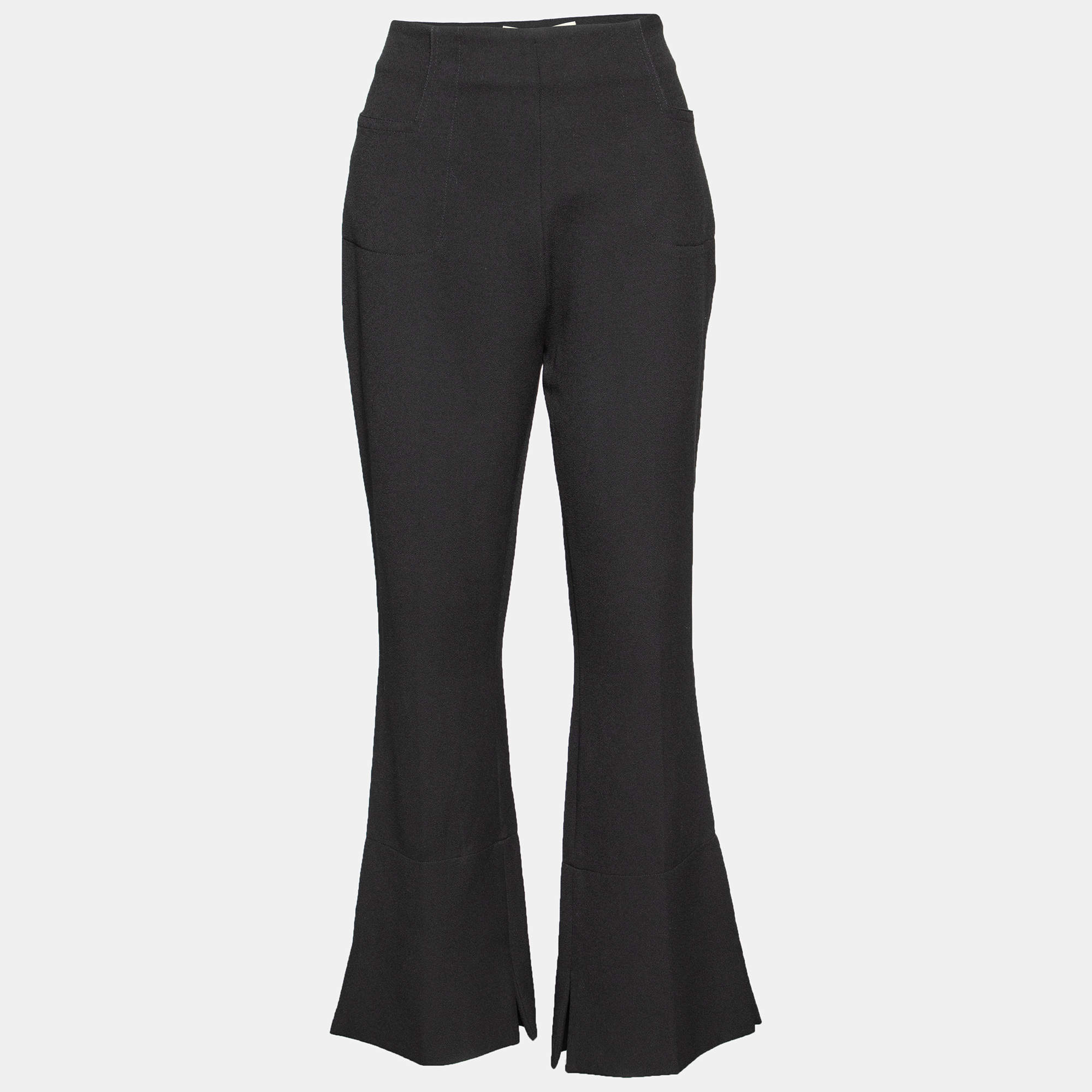 Pre Owned Roland Mouret Black Crepe Goswell Flare Pants L
