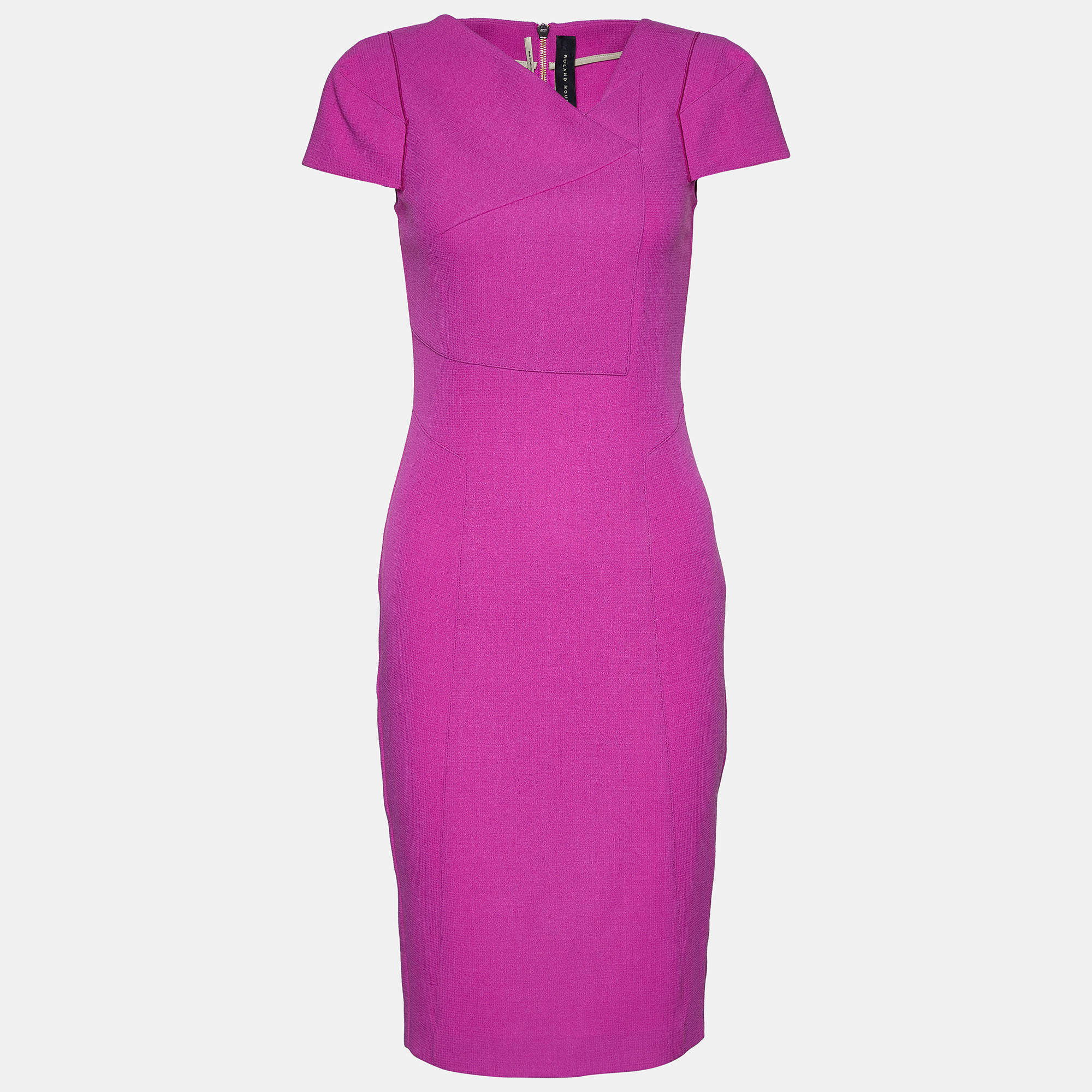 Pre Owned Roland Mouret Pink Wool Crepe Sheath Dress S