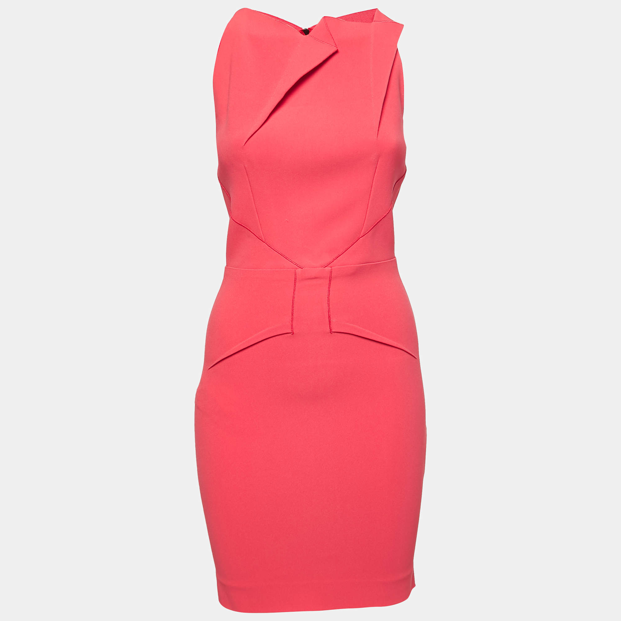 Pre Owned Roland Mouret Coral Crepe Cut-Out Sleeveless Sheath Dress S
