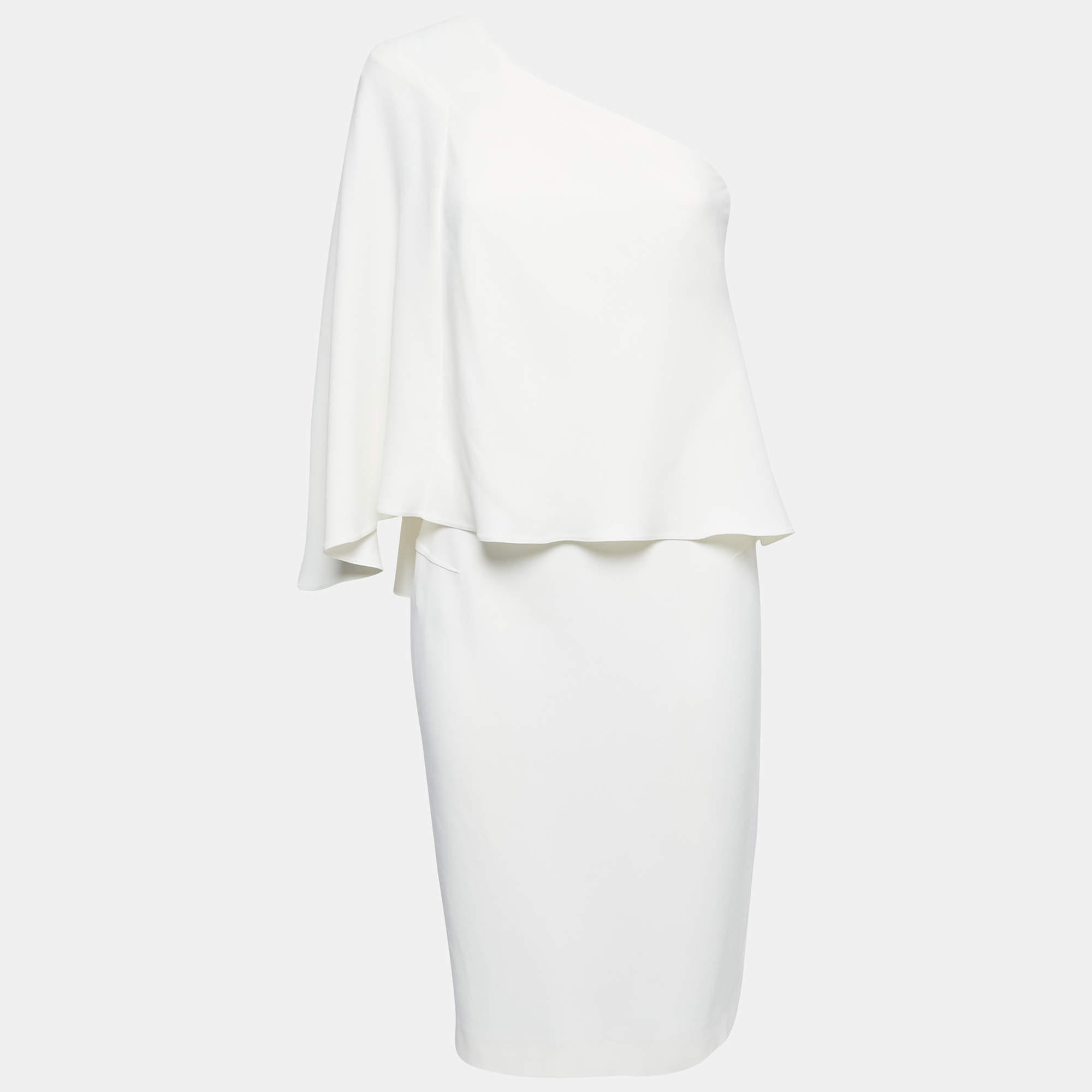 Pre Owned Roland Mouret White Crepe One Shoulder Amaral Dress M
